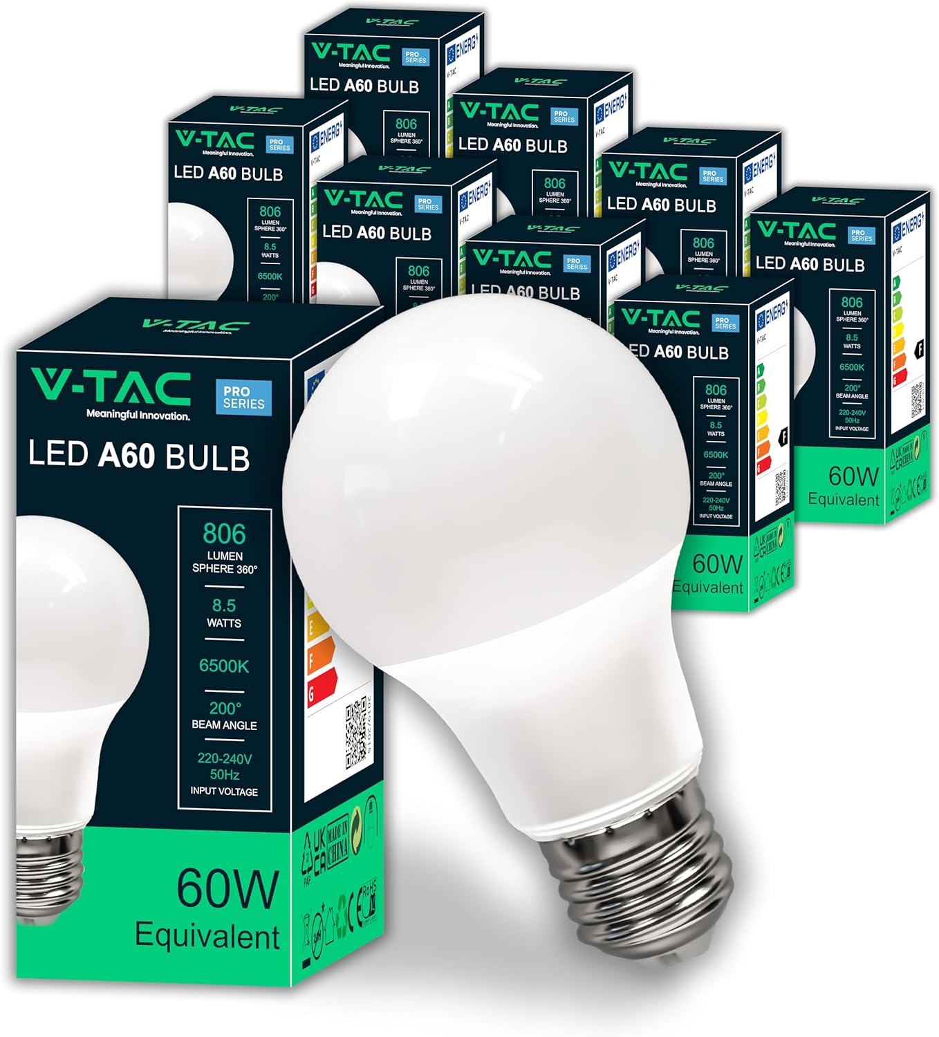 V-tac 10x Lampadine LED E27 8,5W (60W) - immagine 1