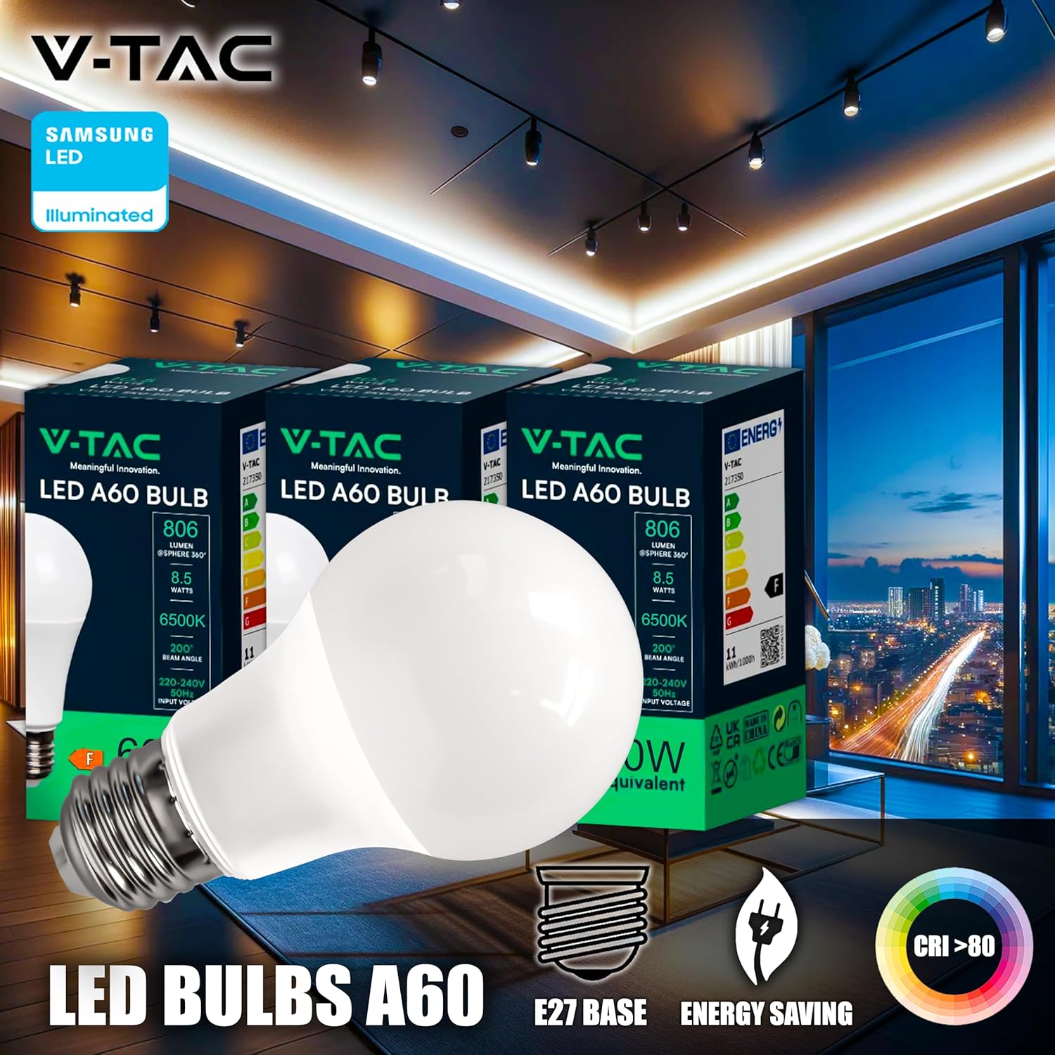 V-tac 10x Lampadine LED E27 8,5W (60W) - immagine 2