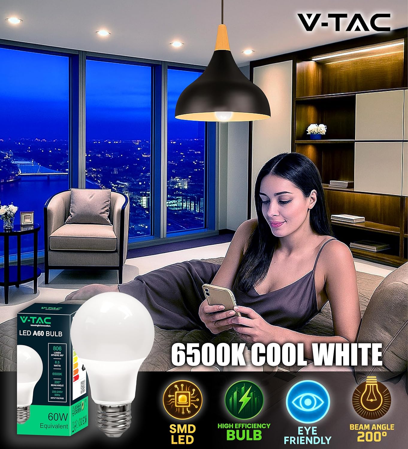 V-tac 10x Lampadine LED E27 8,5W (60W) - immagine 4