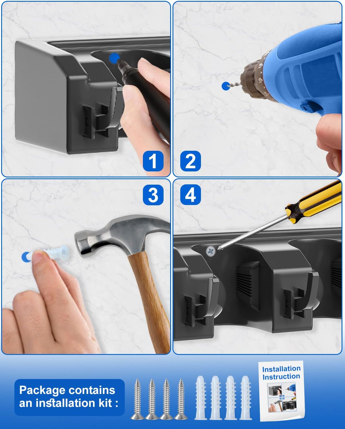 AceMining Porta Scope da Parete 5 Supporti e 6 Ganci, Nero - immagine 6