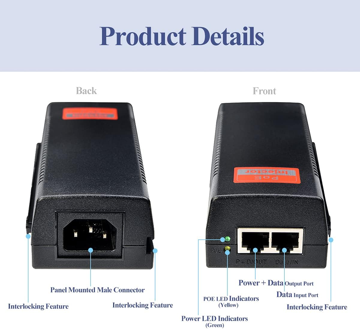 Revotech Iniettore PoE++ Gigabit 90W 802.3bt - immagine 4