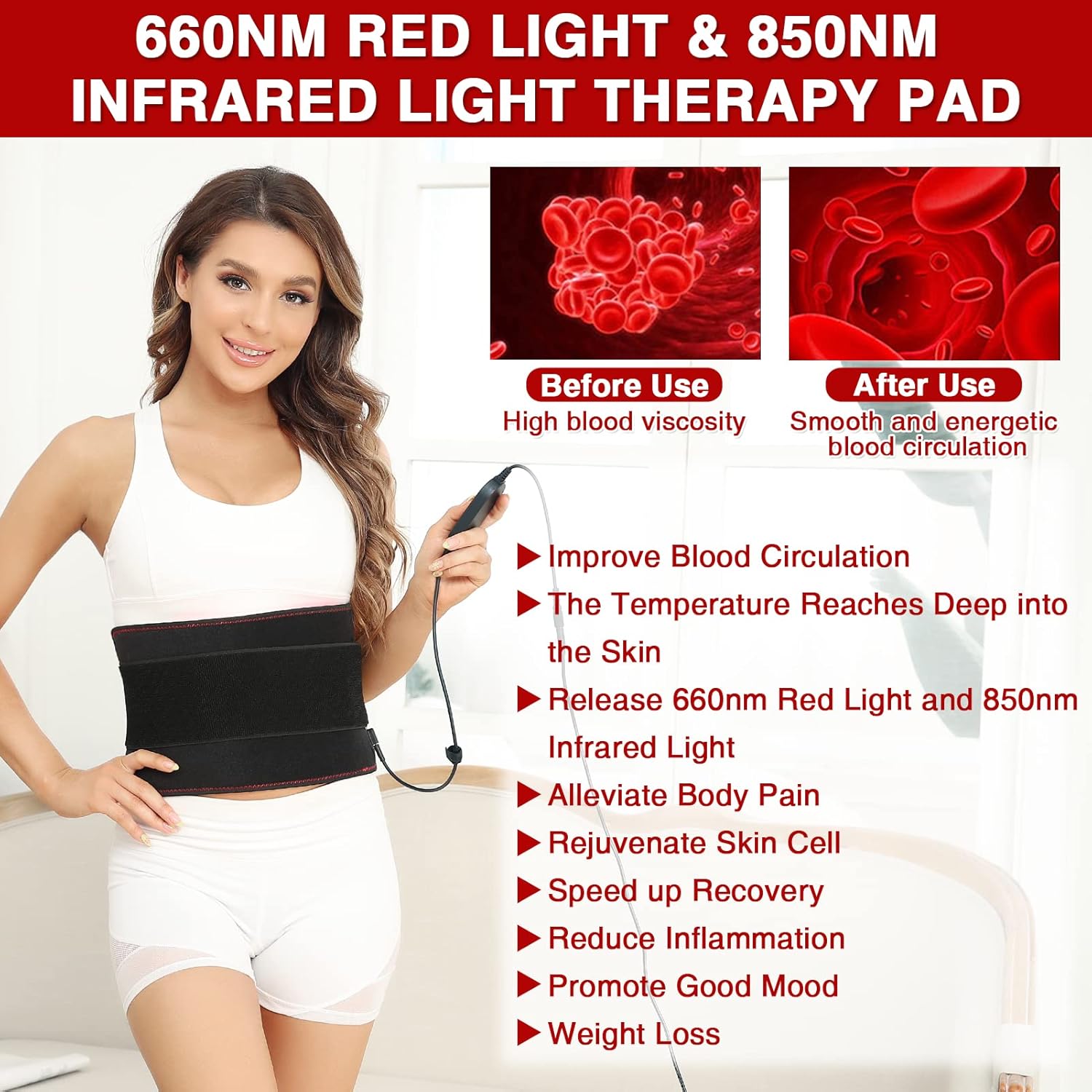 JOBYNA Cintura Terapia Luce Rossa e Infrarossa LED - immagine 3