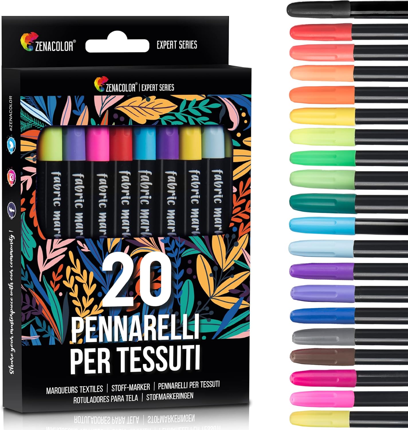 20 Pennarelli per Tessuti e Stoffa - Colori Atossici - immagine 1