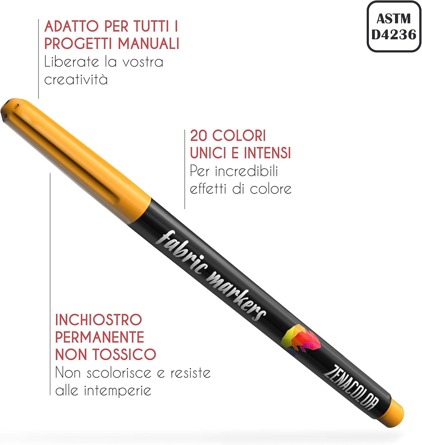20 Pennarelli per Tessuti e Stoffa - Colori Atossici - immagine 3