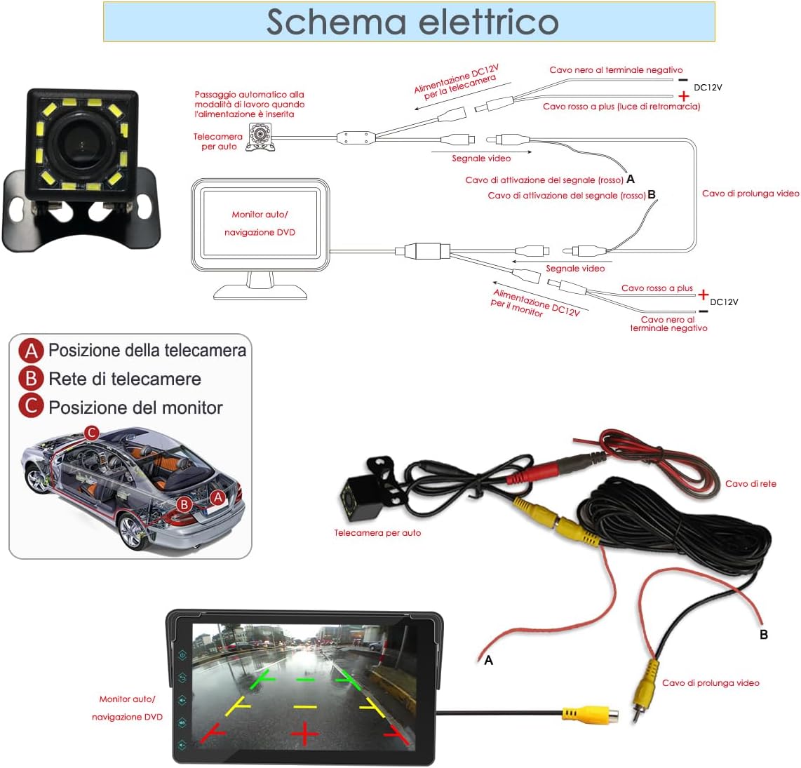 Ifrego HD Telecamera Posteriore Auto Cablata 170° - immagine 3