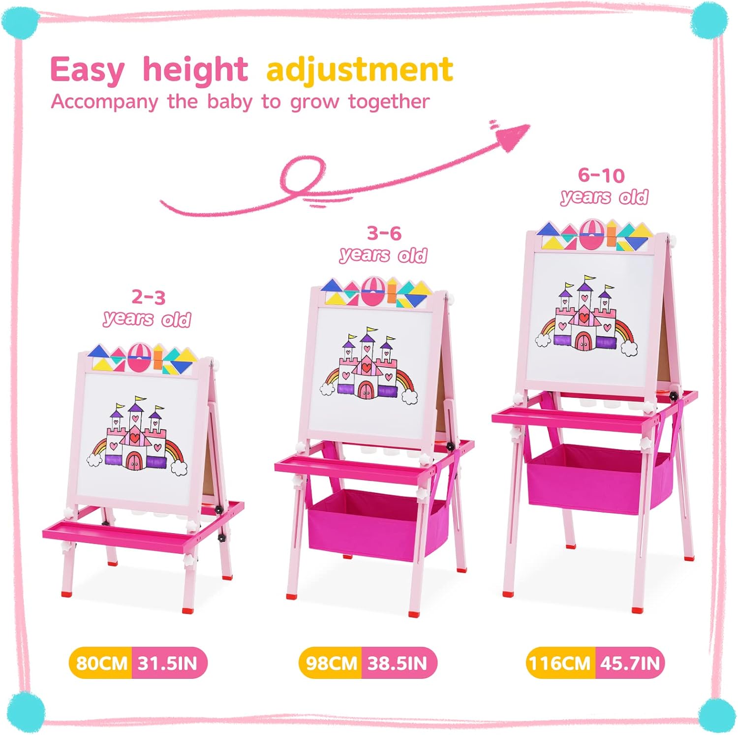 Lavagna Multiattività per Bambini Doppia Faccia Regolabile - immagine 3