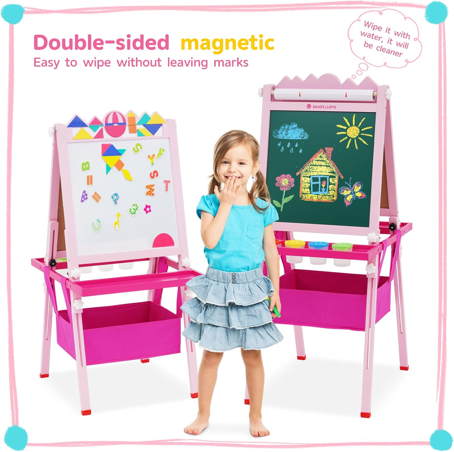 Lavagna Multiattività per Bambini Doppia Faccia Regolabile - immagine 6