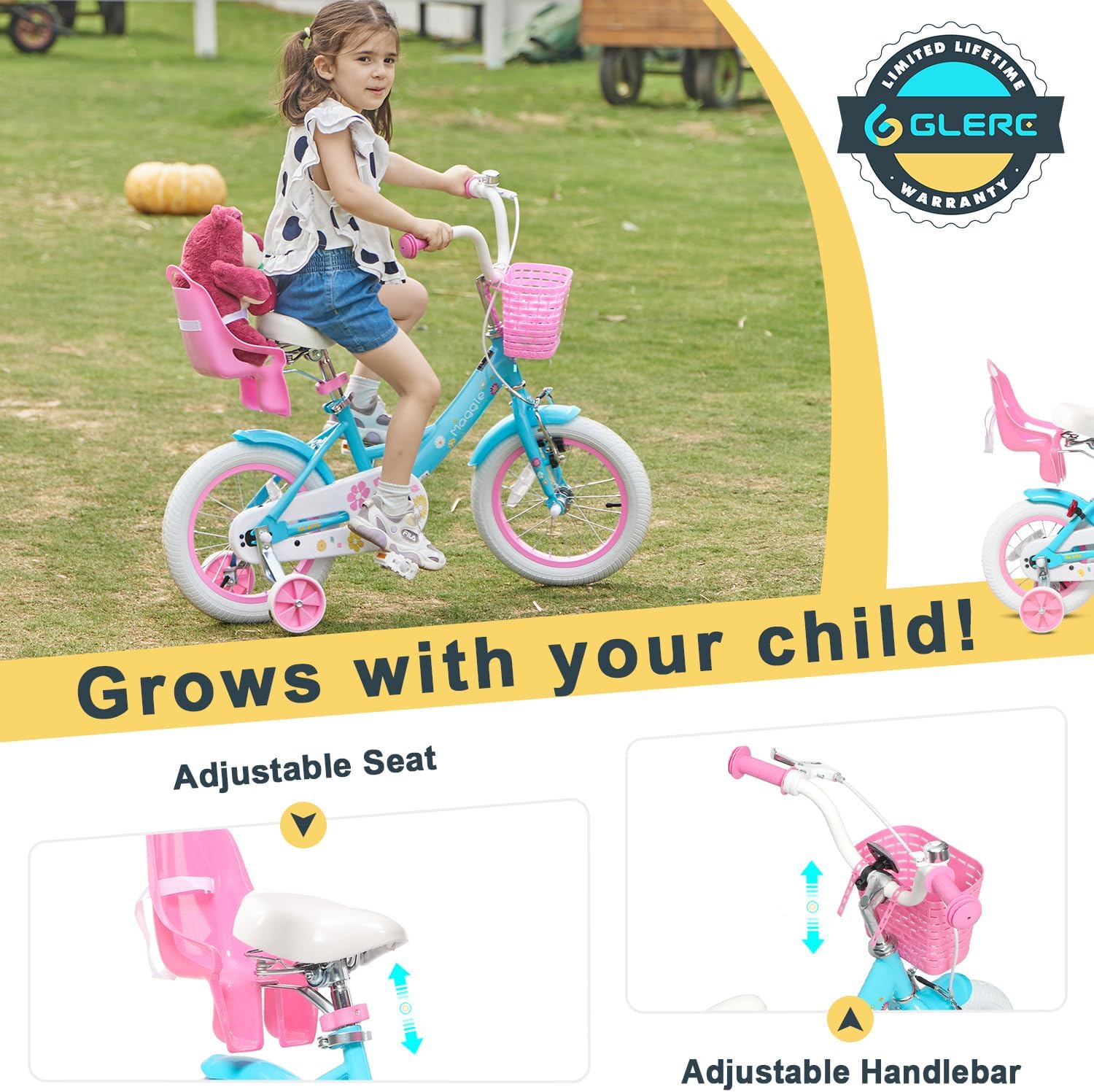 Glerc Bicicletta per Bambine 40,6 cm con Cestino - immagine 3