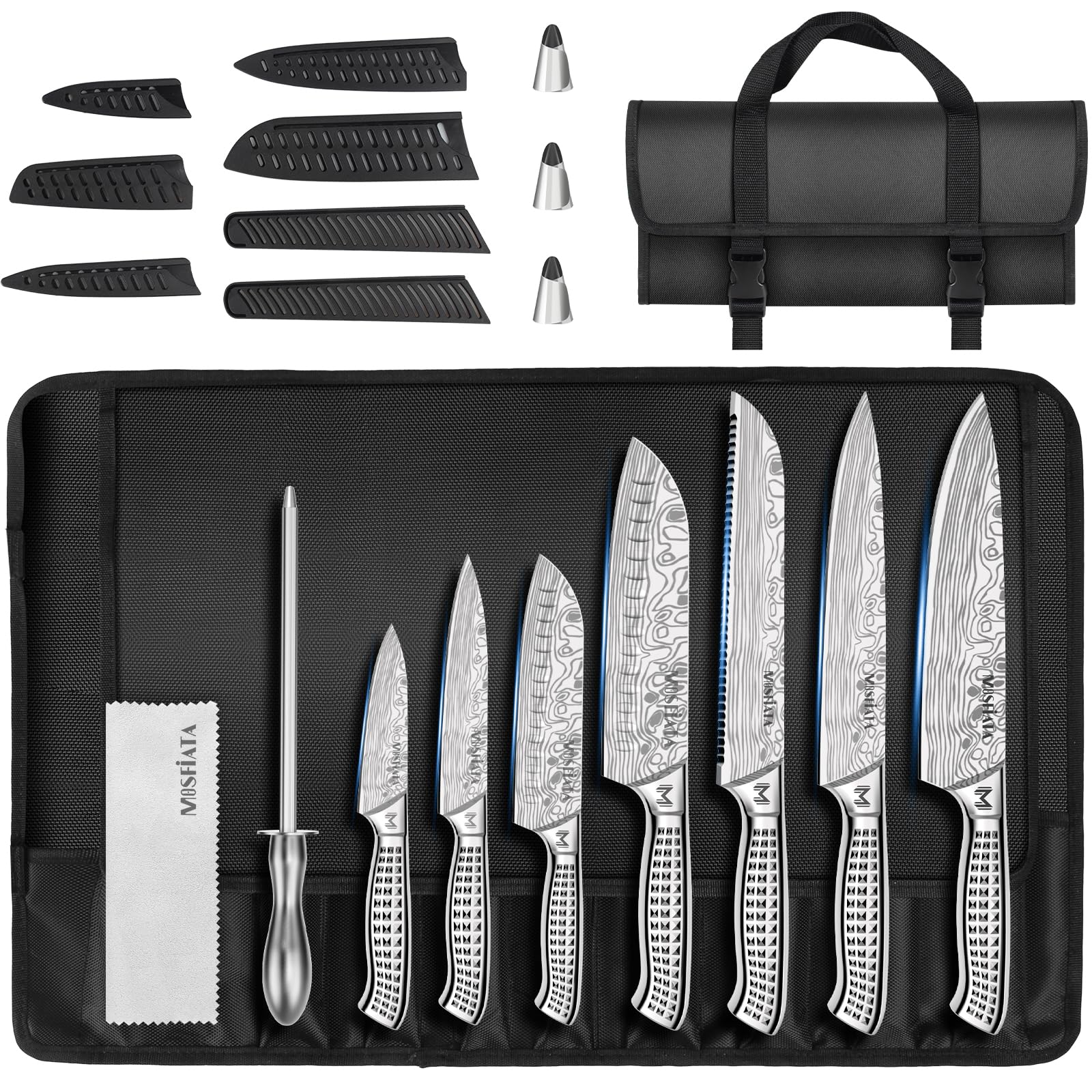 Mosfiata Set Coltelli da Cucina Professionali con Borsa