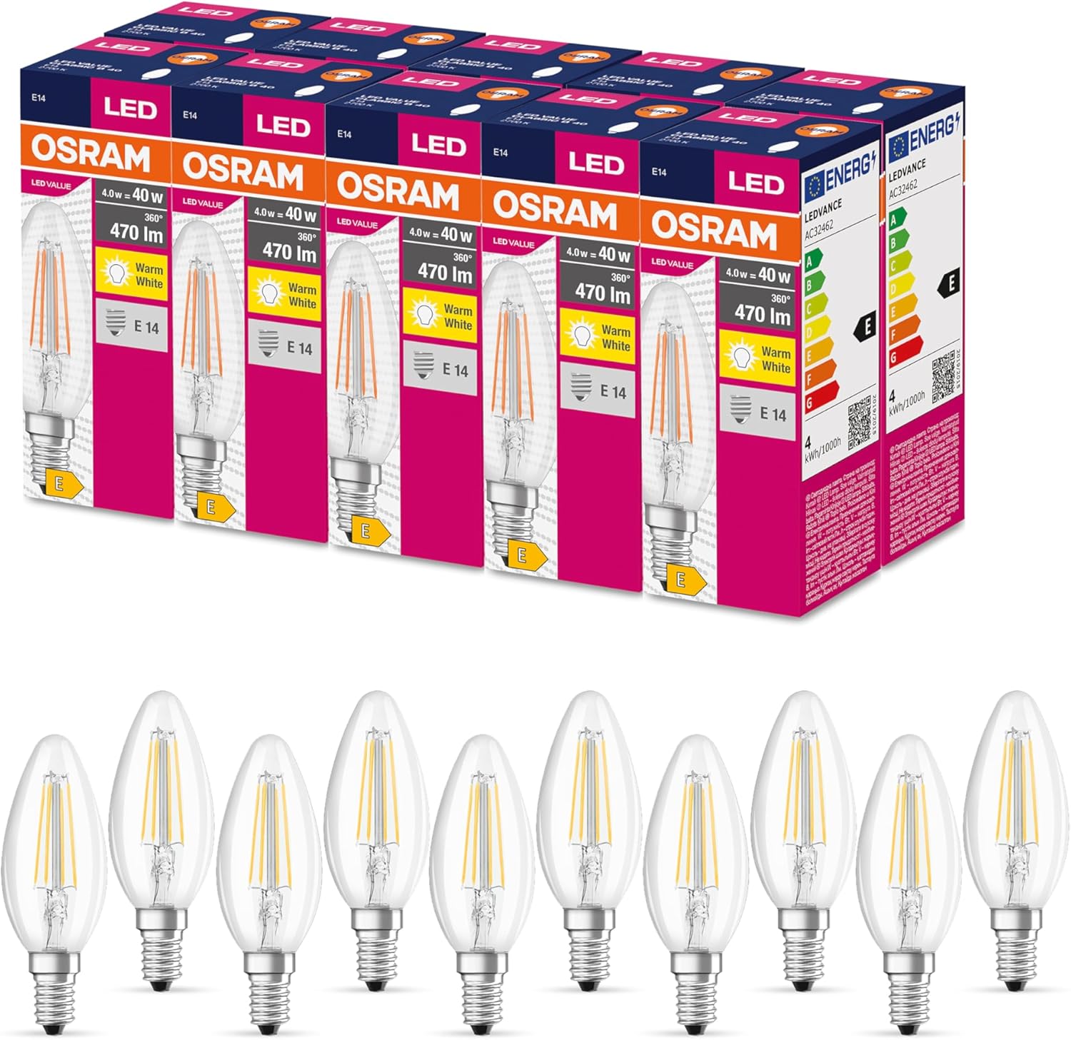 Osram Star LED Classica B40 E14 470lm (10 pacchetti)