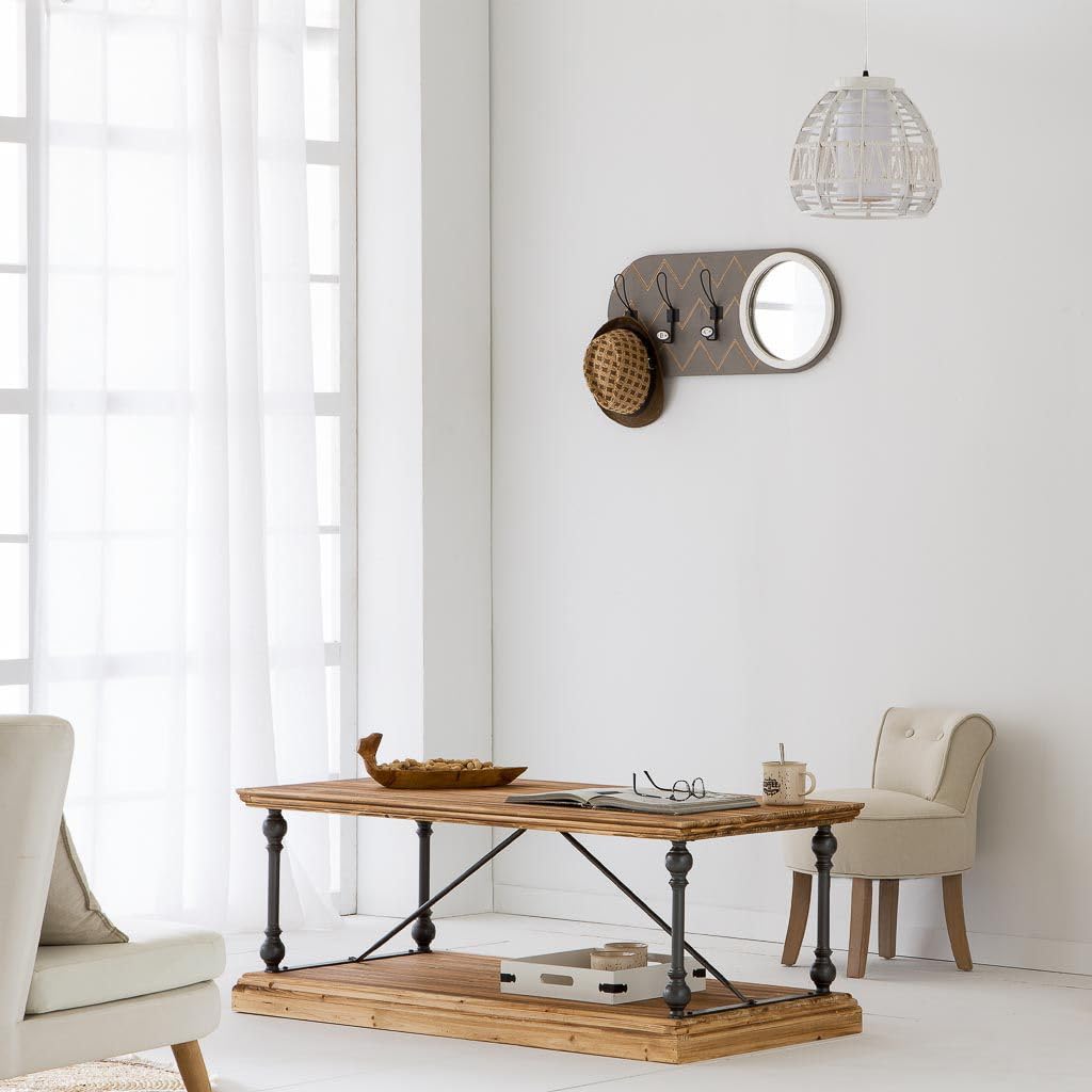 Percha Con Espejo De Madera Y Metal