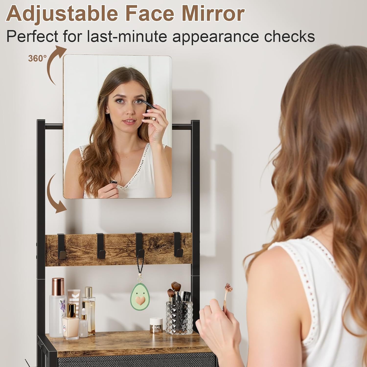 Scarpiera con Specchio e Cassetto, Marrone Rustico - immagine 2