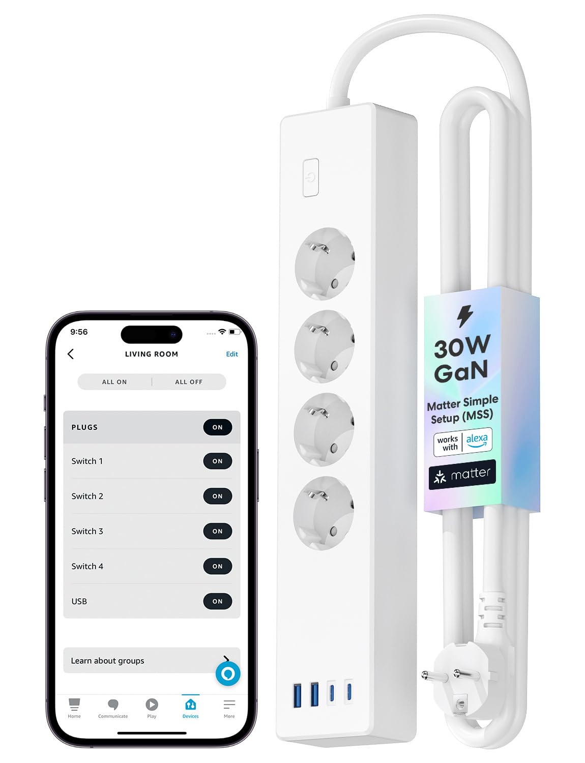 meross Ciabatta Multipresa Matter con USB C 30W