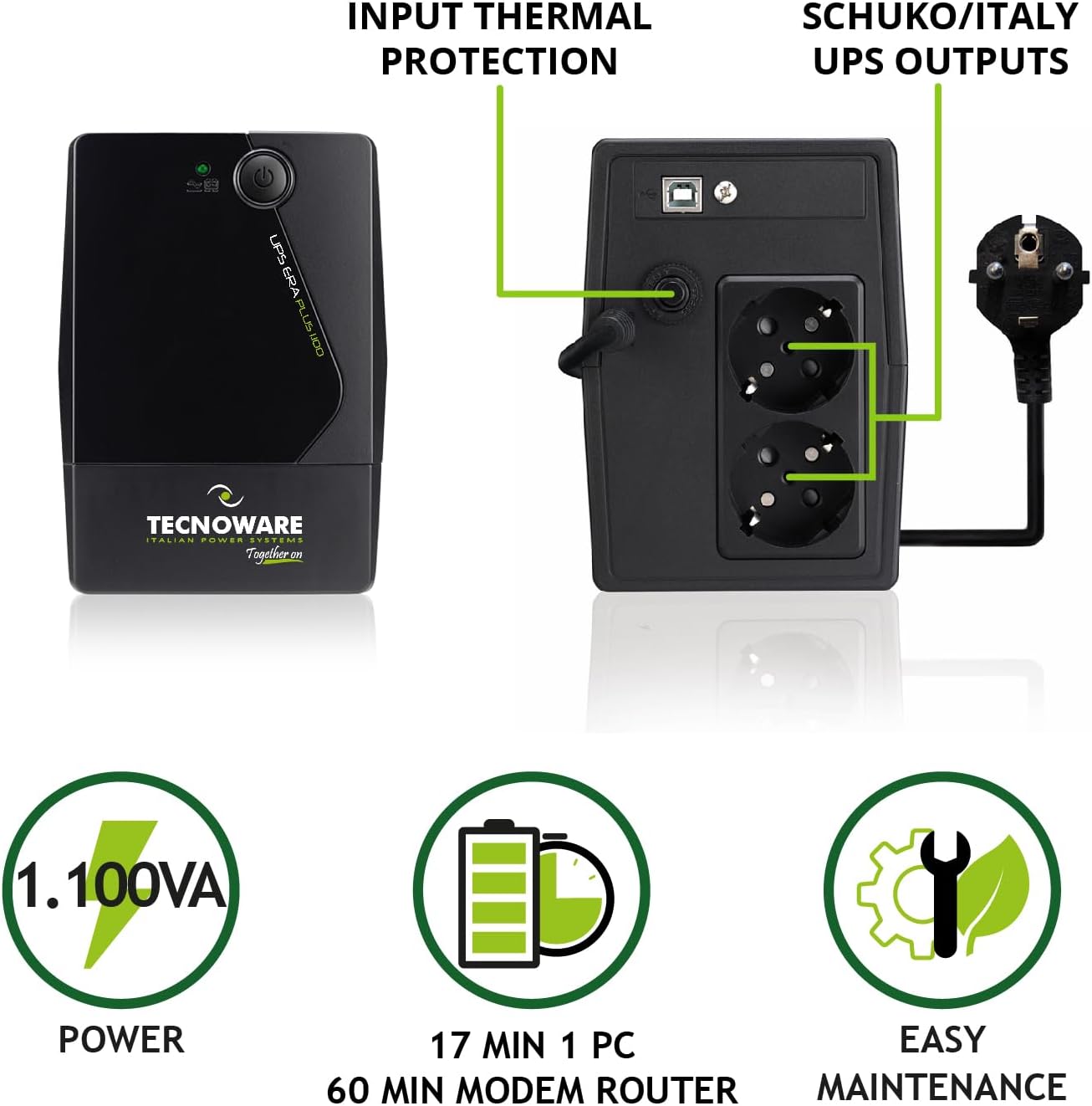 Tecnoware UPS 1100VA - Gruppo di Continuità ERA PLUS - immagine 2