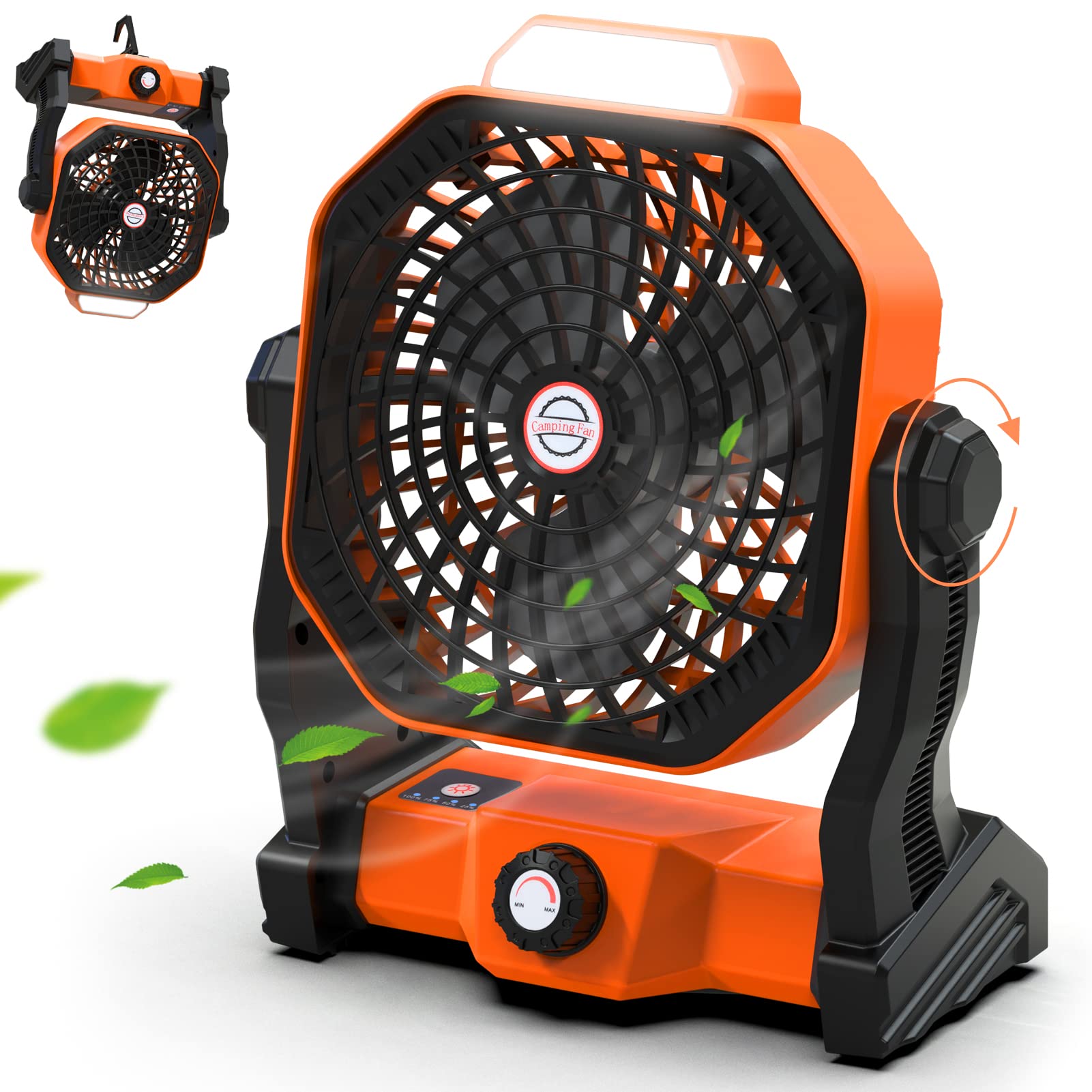 Sendowtek Ventilatore da Campeggio Portatile con Luce LED 10400mAh