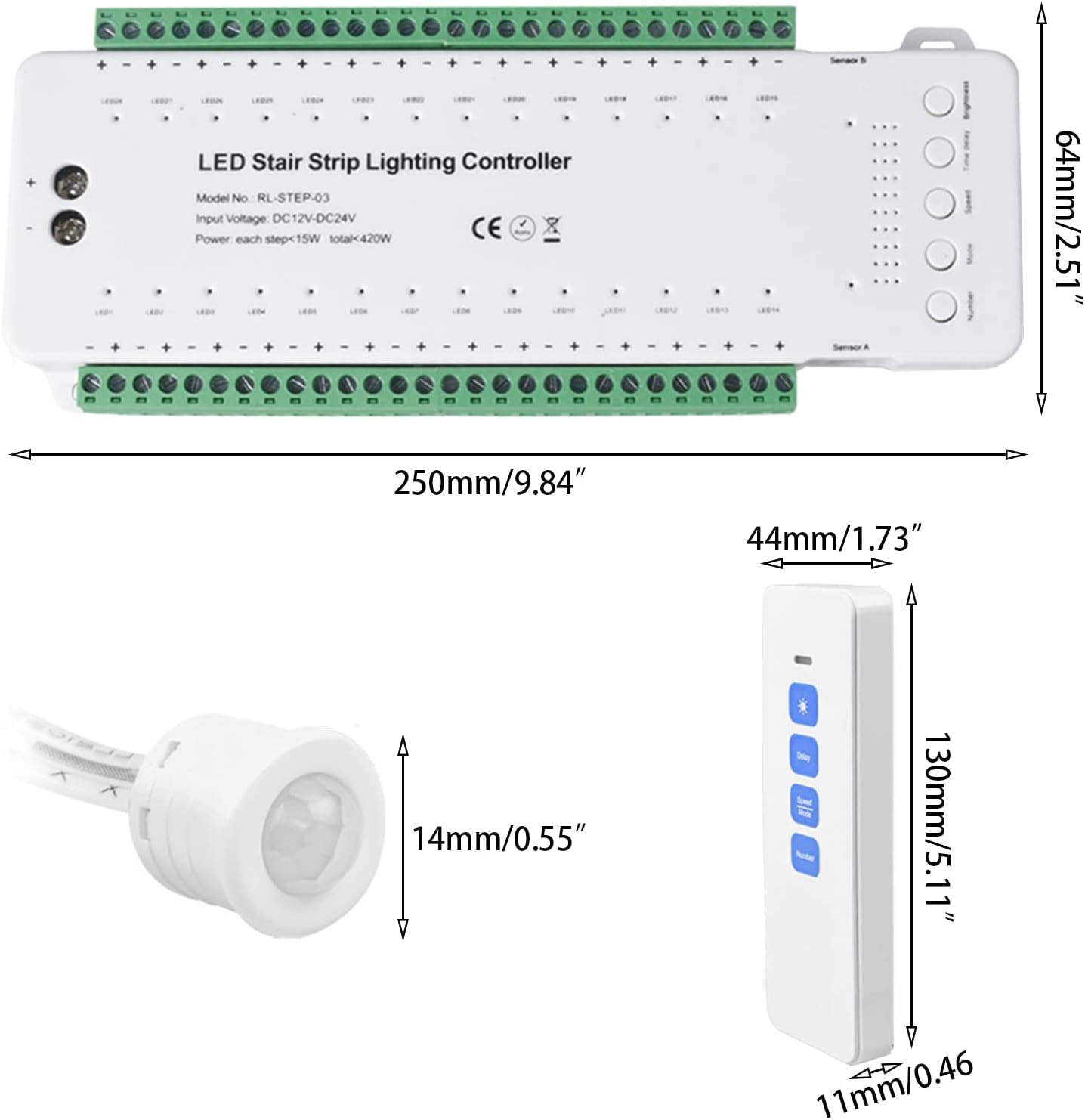 Xlsbz Regolatore Illuminazione Gradini con Sensore Movimento - immagine 2