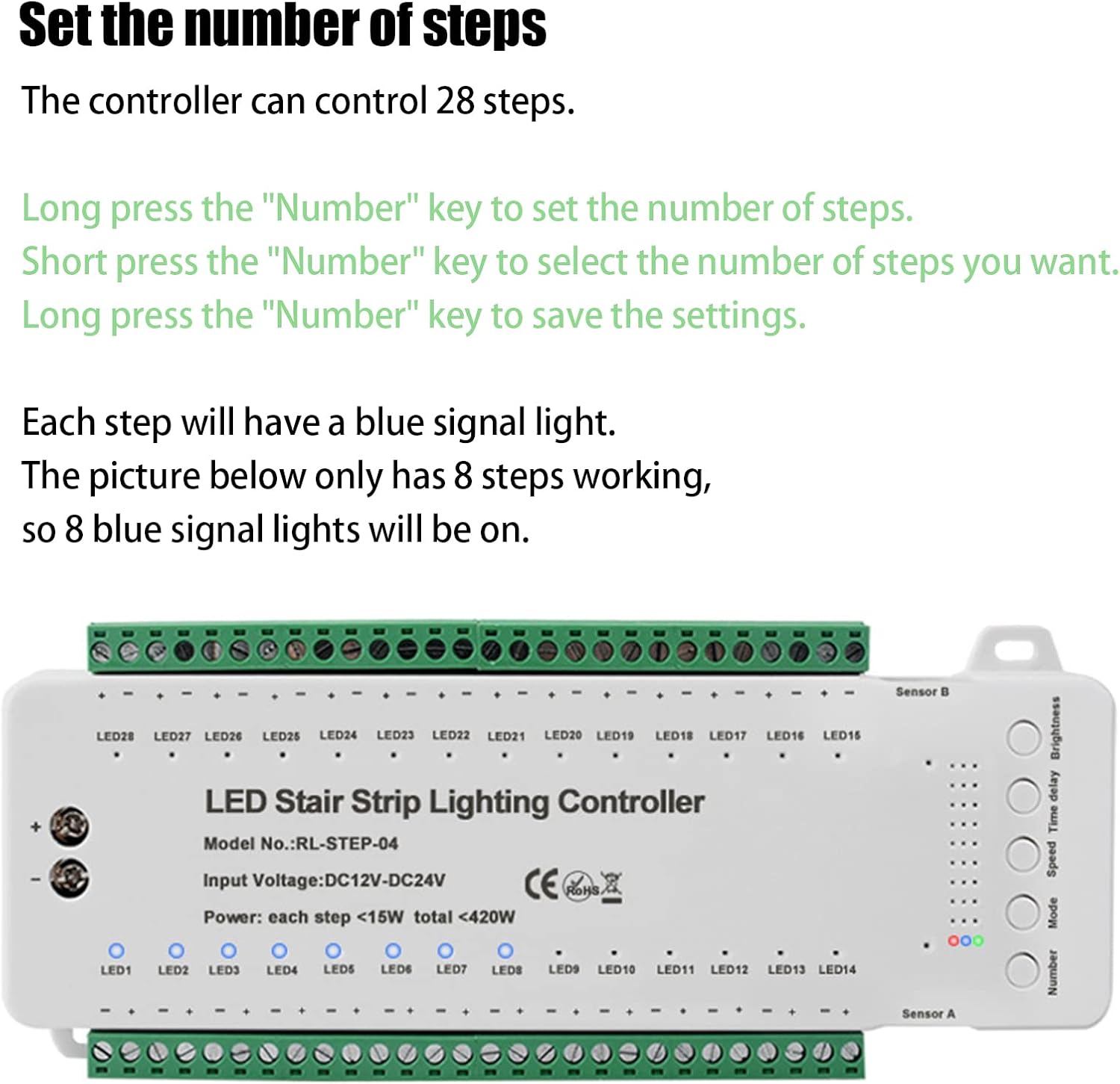 Xlsbz Regolatore Illuminazione Gradini con Sensore Movimento - immagine 6