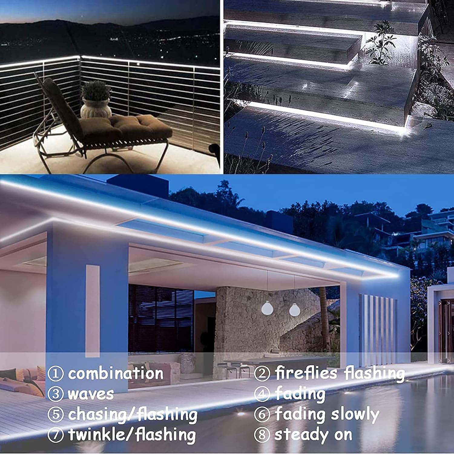 Dinowin Striscia LED Solare 10M 240LED, Bianco - immagine 6