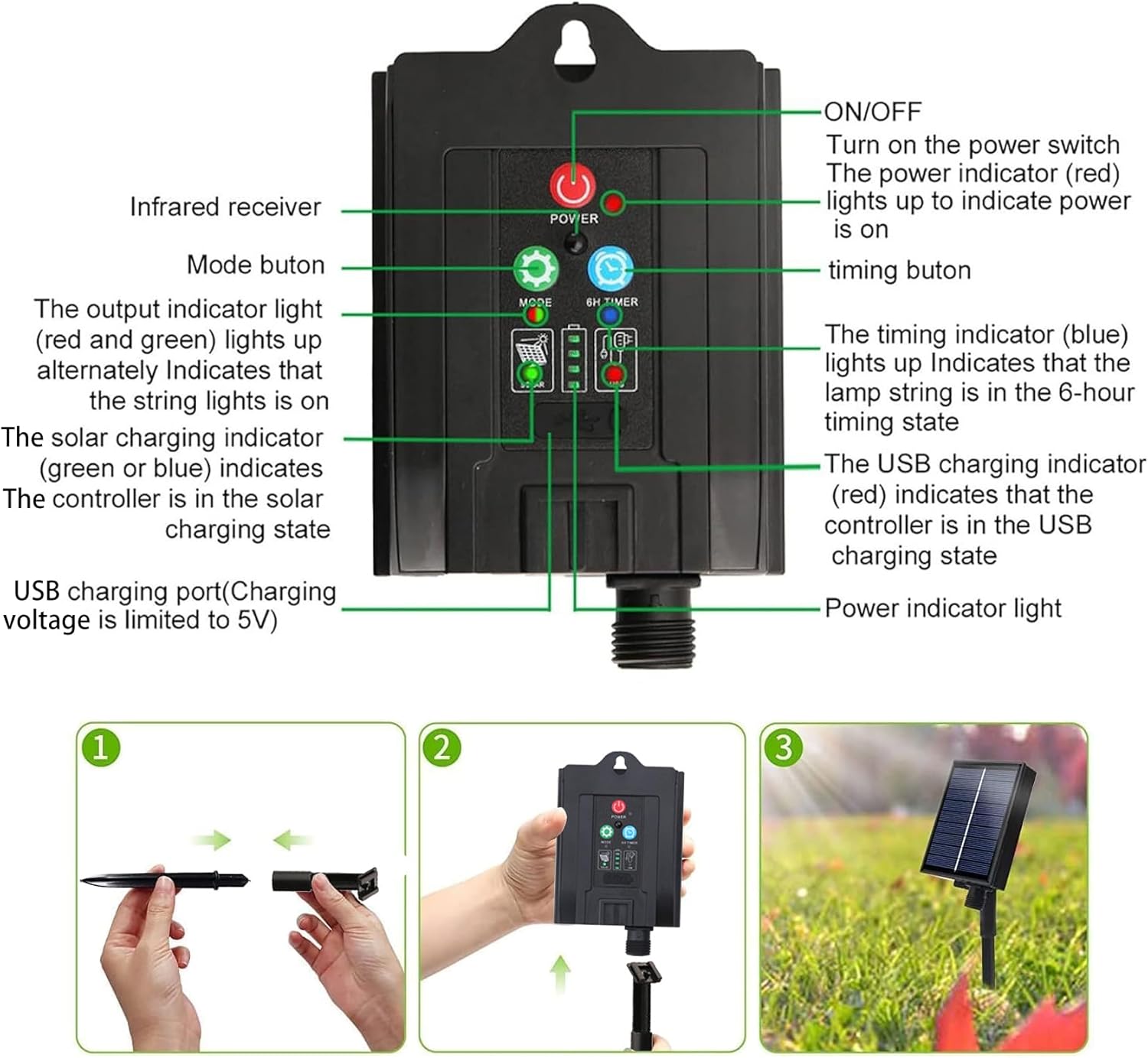 Dinowin Striscia LED Solare 10M 240LED, Bianco - immagine 7