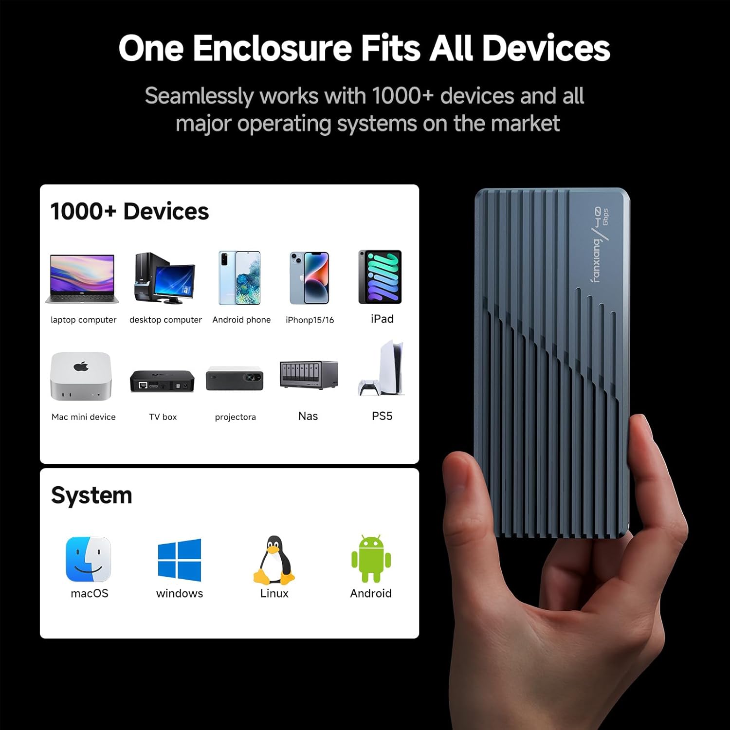 Case SSD 40Gbps con Ventola M.2 NVMe PCIe - immagine 5