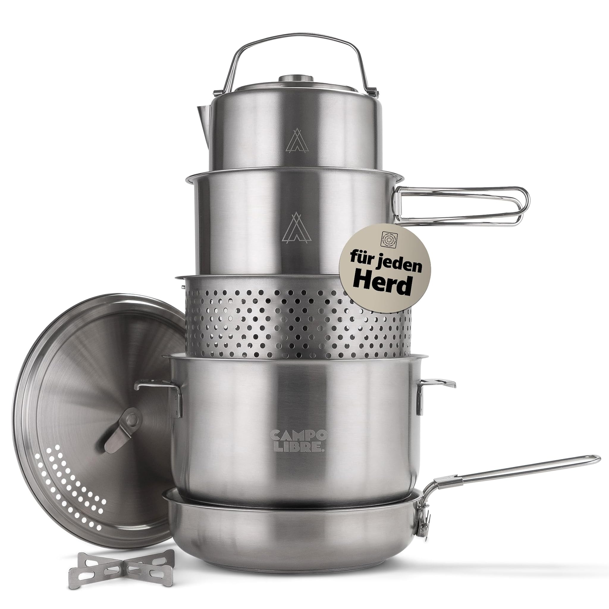 Campo Libre.® Enzo XL - Pentole da campeggio in acciaio inox