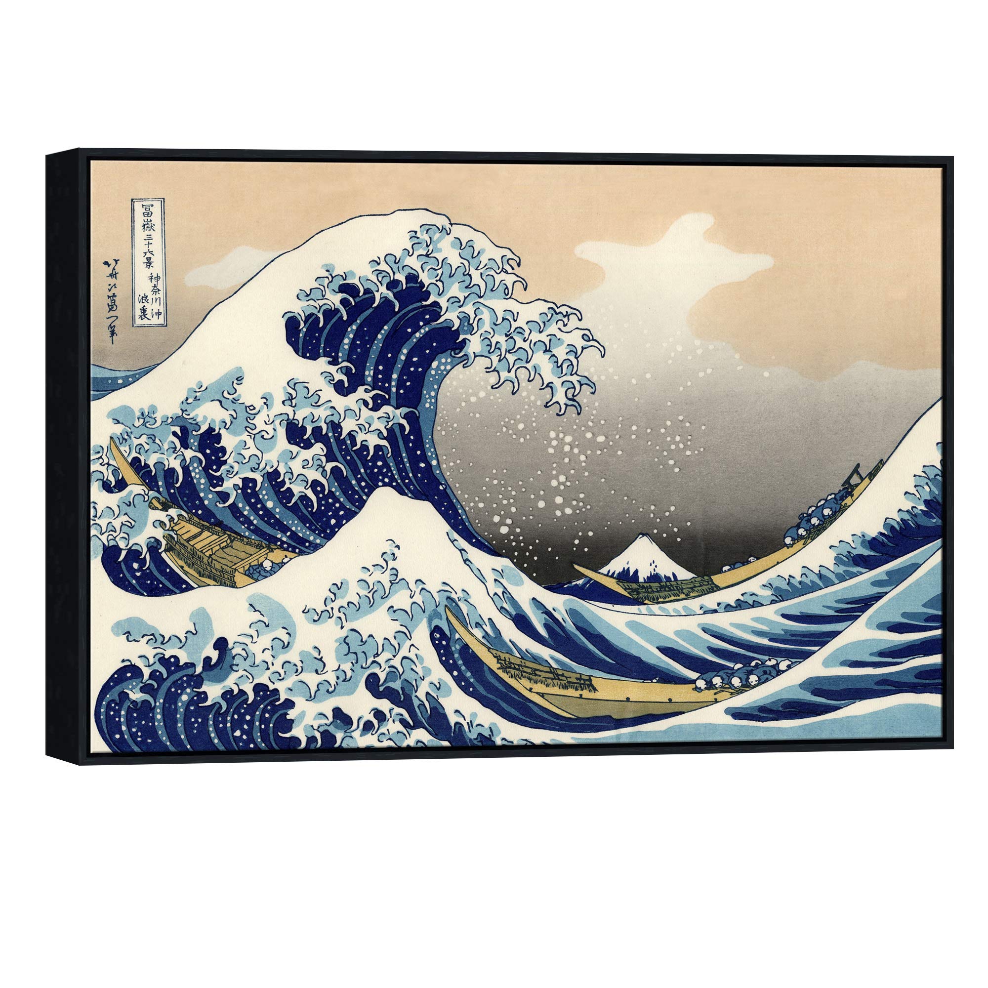 Wieco Art - Stampa su Tela Grande Onda di Kanagawa con Cornice