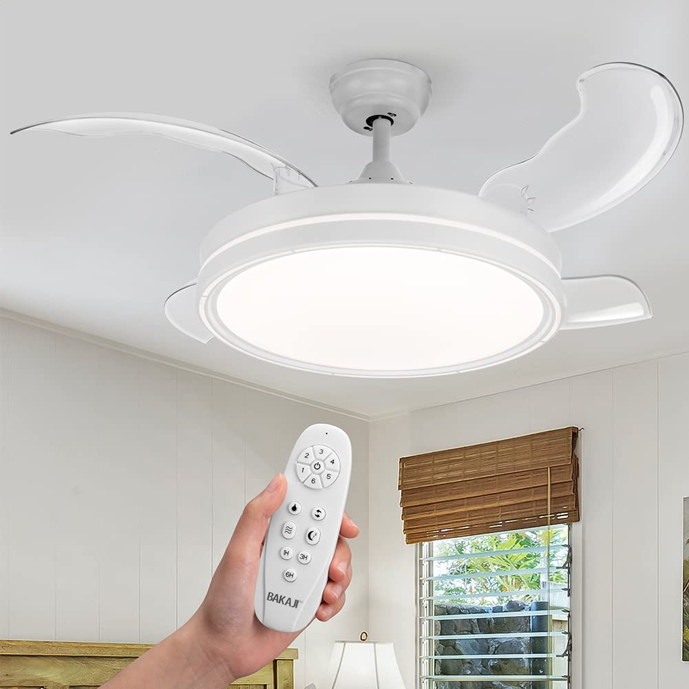 Bakaji Ventilatore Lampadario Soffitto Ø106cm LED, Bianco