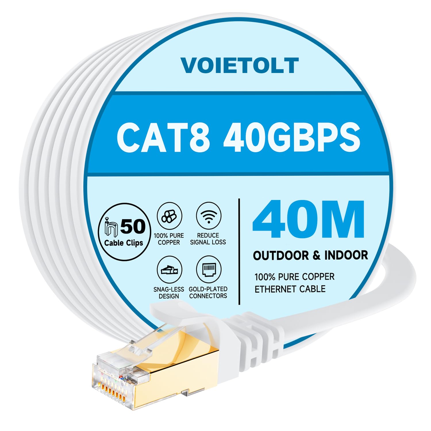 Cavo Ethernet CAT8 40M 40Gbps/2000Mhz - immagine 1