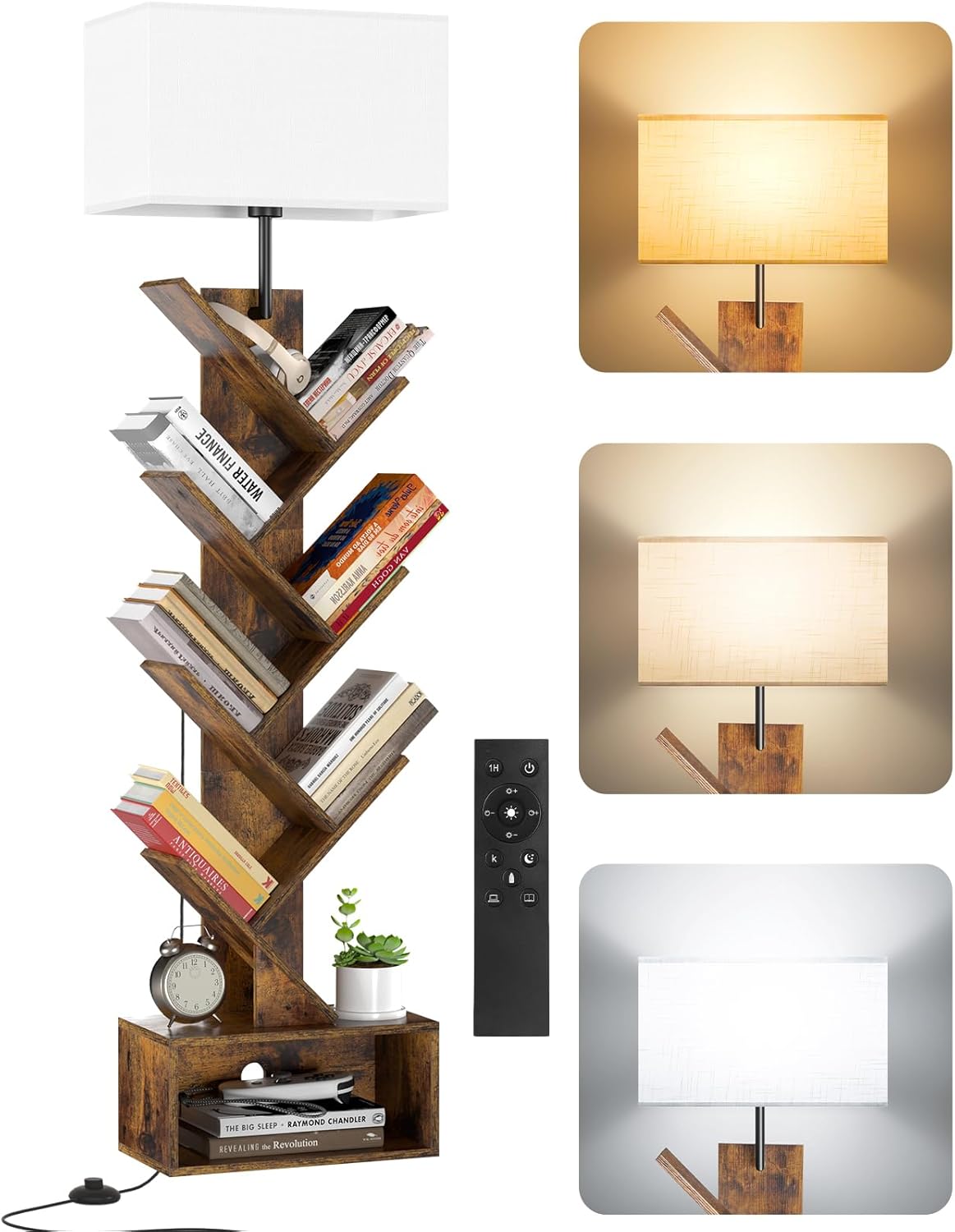 Outonlife Libreria a Forma di Albero con Luce, 6 Ripiani