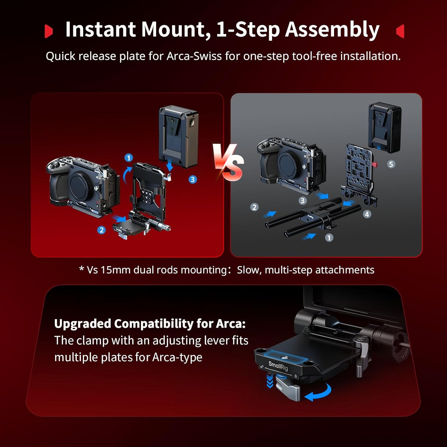 Smallrig Kit Piastra Batteria V Mount Pieghevole Pro - immagine 2