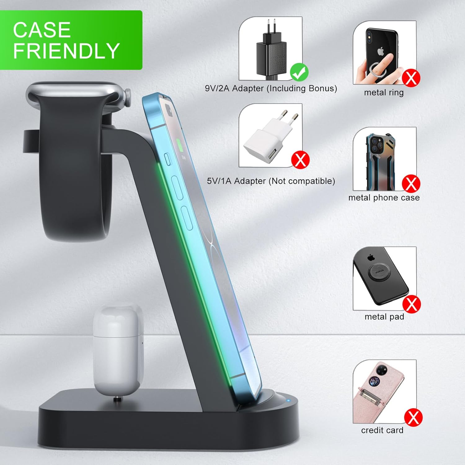 Innisto Caricatore Wireless 3 In 1 con Adattatore 18W - immagine 3