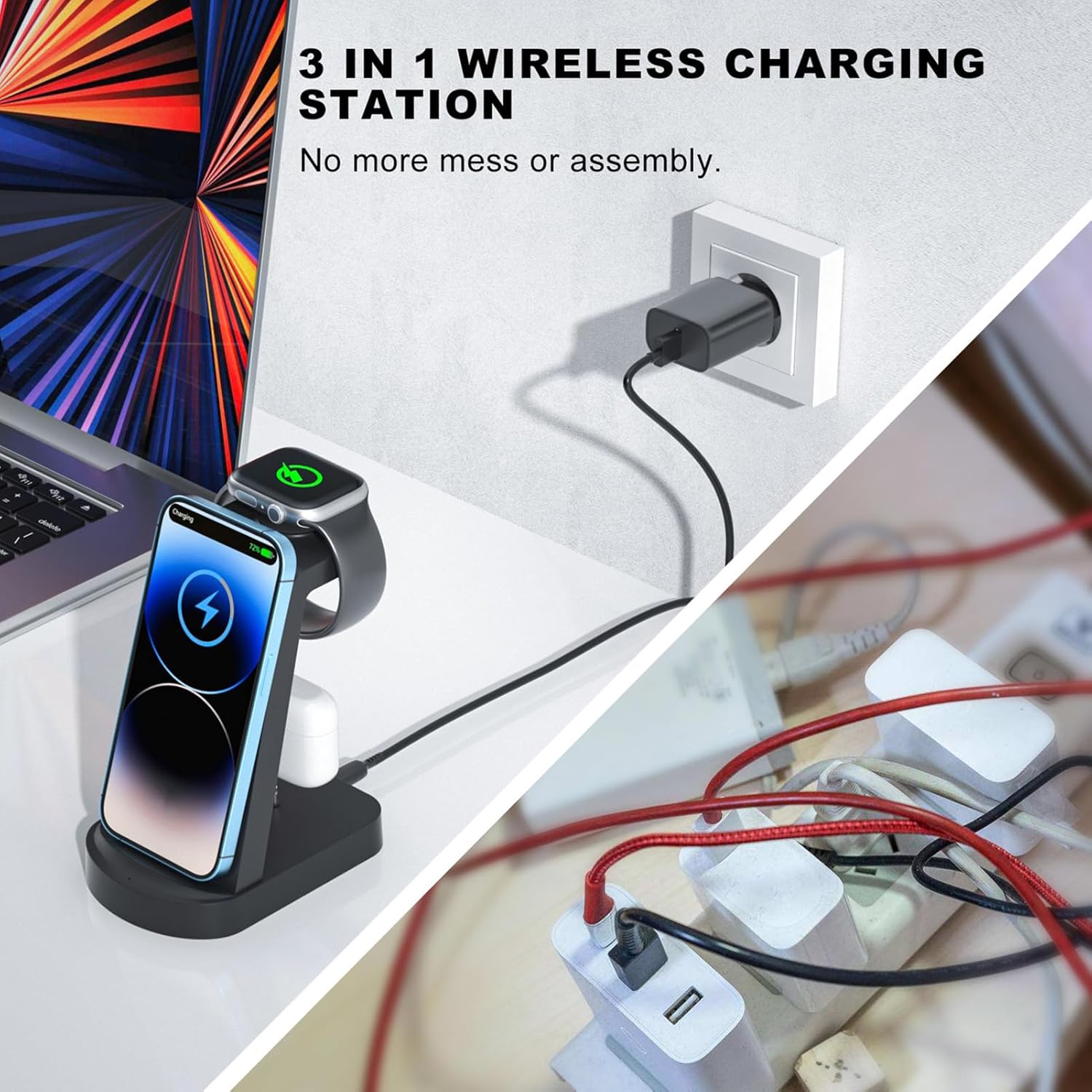 Innisto Caricatore Wireless 3 In 1 con Adattatore 18W - immagine 4