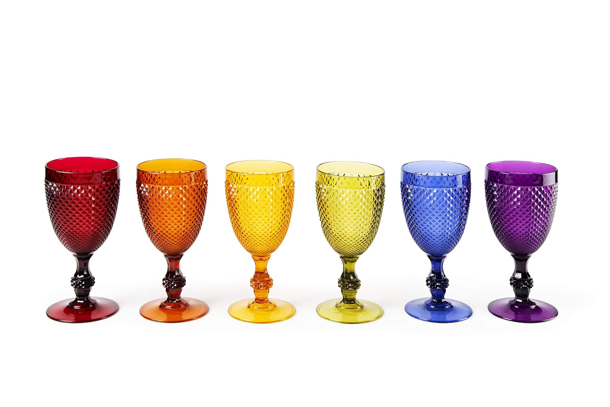 Excelsa 48777 Diamond Set 6 Calici da Vino Infrangibili, Plastica, Multicolore