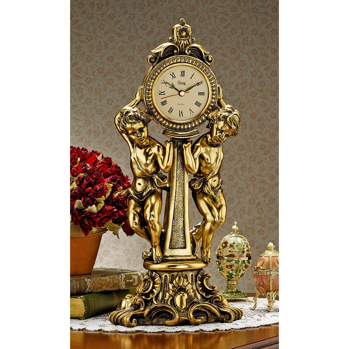 Design Toscano Orologio da Mensola Cherubini Amboise, Oro