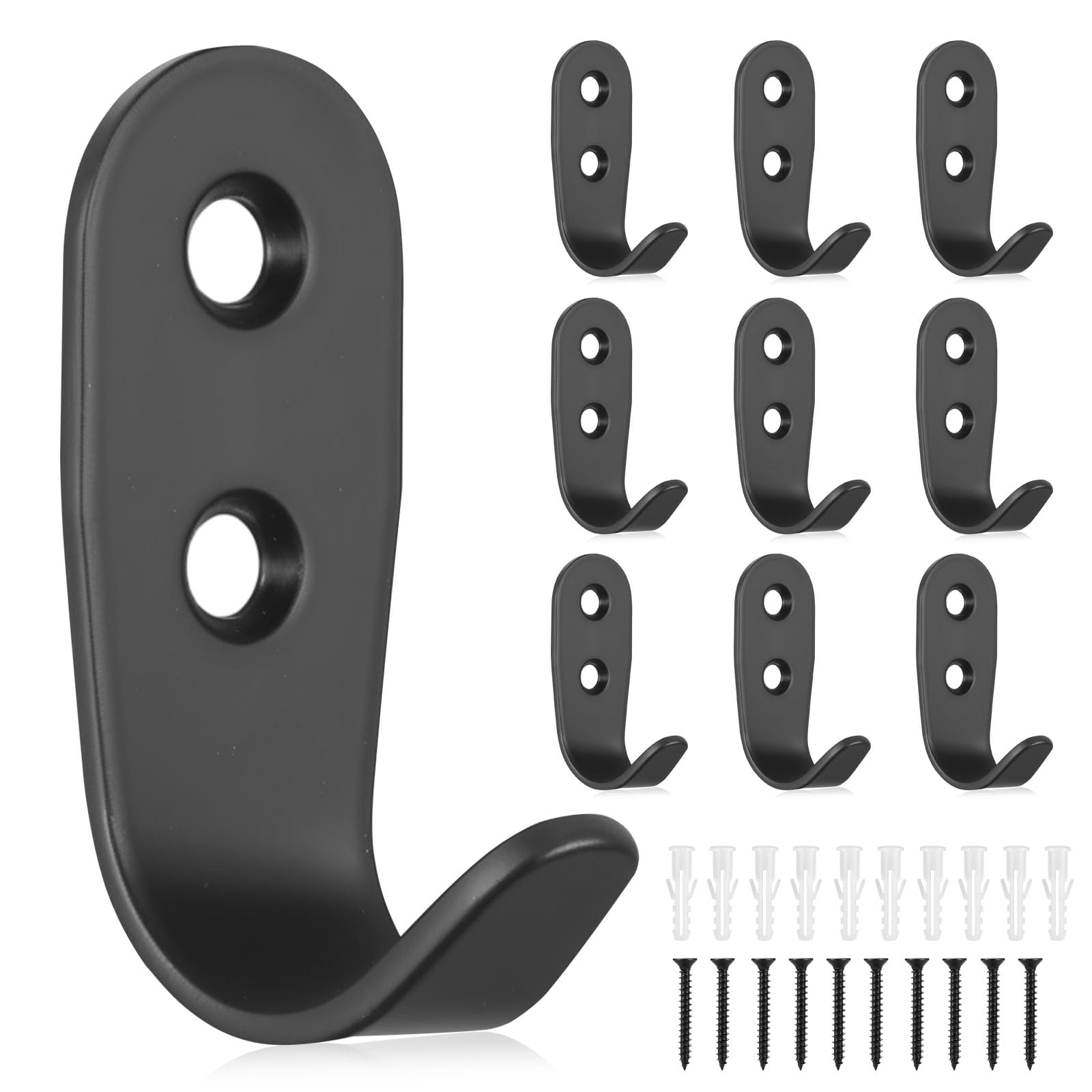 10 Pz Attaccapanni da Muro, Ganci Appendiabiti da Parete, Ganci da Parete in Metallo Neri per Appendere Abiti Chiavi Cappelli Asciugamani Borse Accappatoi Camera da Letto Cucina Bagno (Piccola)