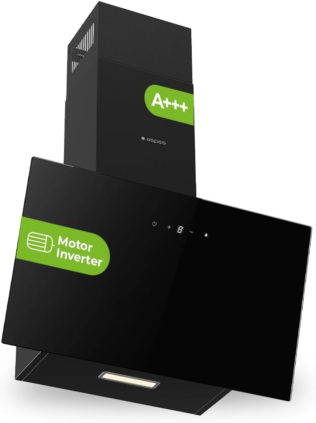 Aspes Cappa Aspirante Inclinata 60cm, Vetro Nero - immagine 1