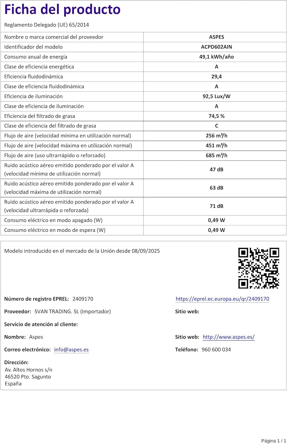 Aspes Cappa Aspirante Inclinata 60cm, Vetro Nero - immagine 8