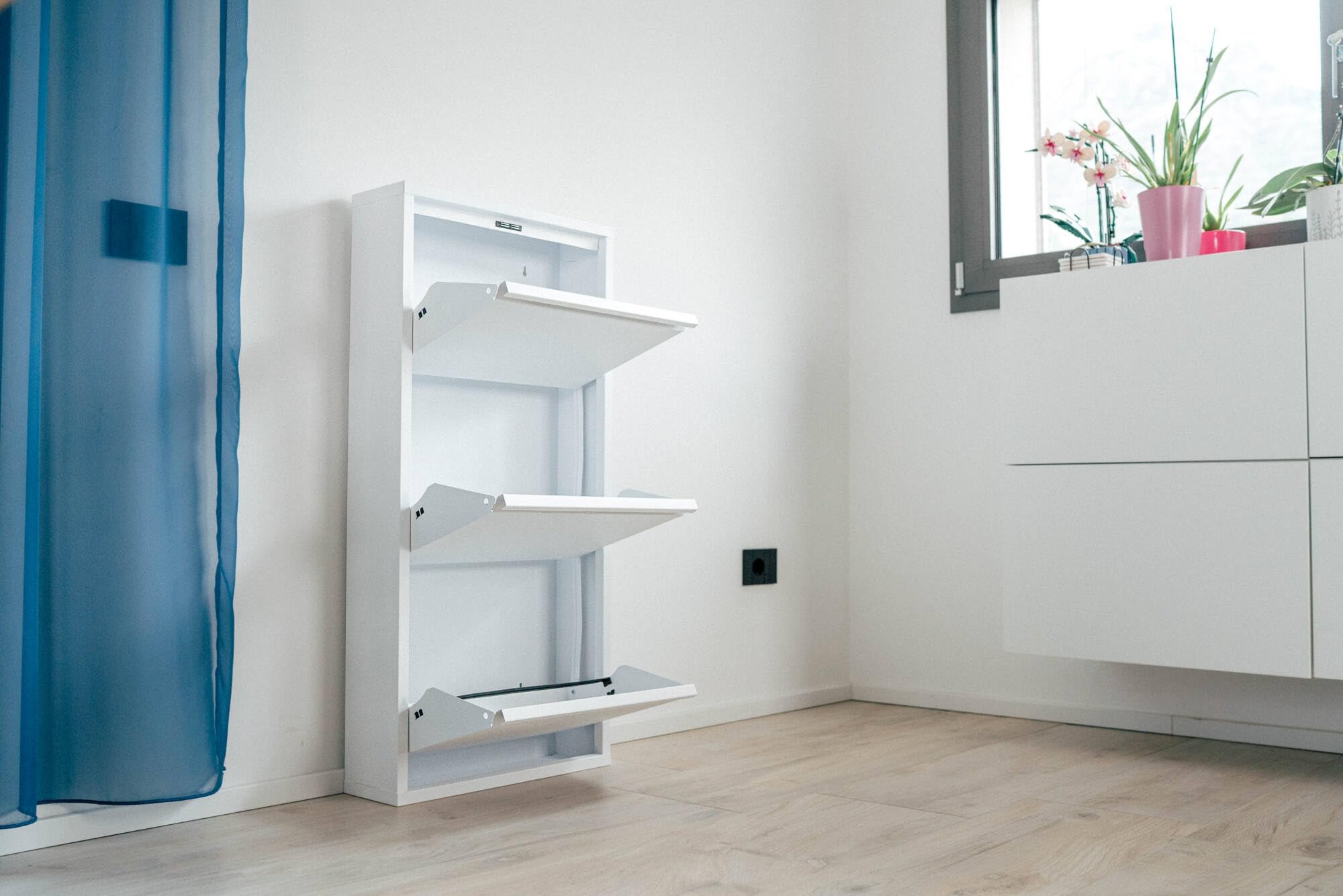 Dmora Scarpiera Eliseo 3 Scomparti, Bianco