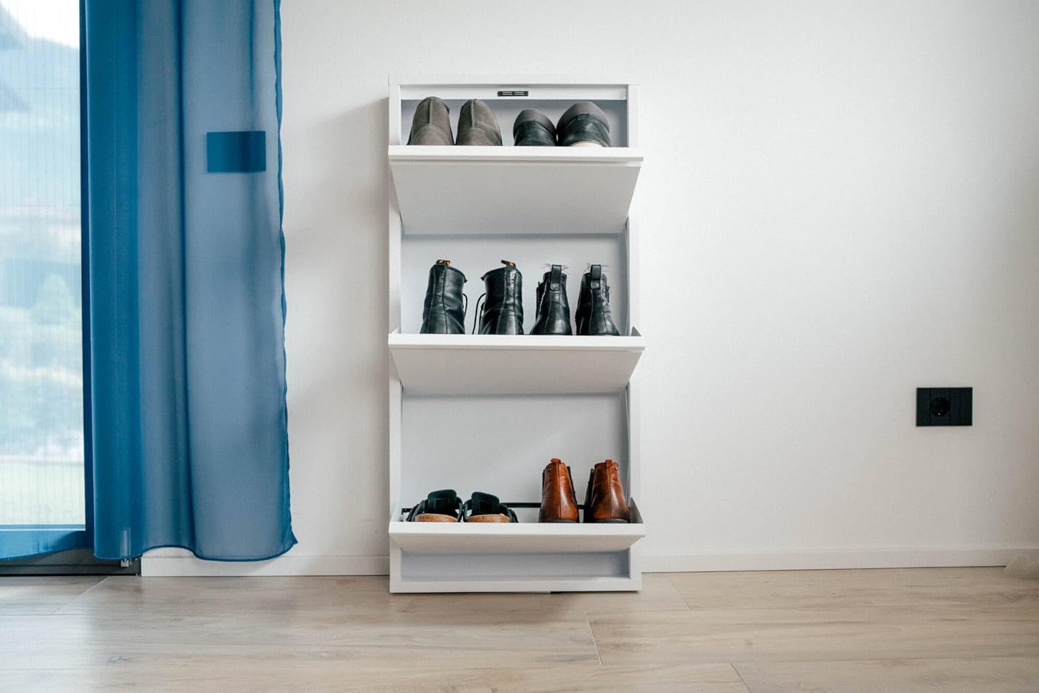 Dmora Scarpiera Eliseo 3 Scomparti, Bianco - immagine 5