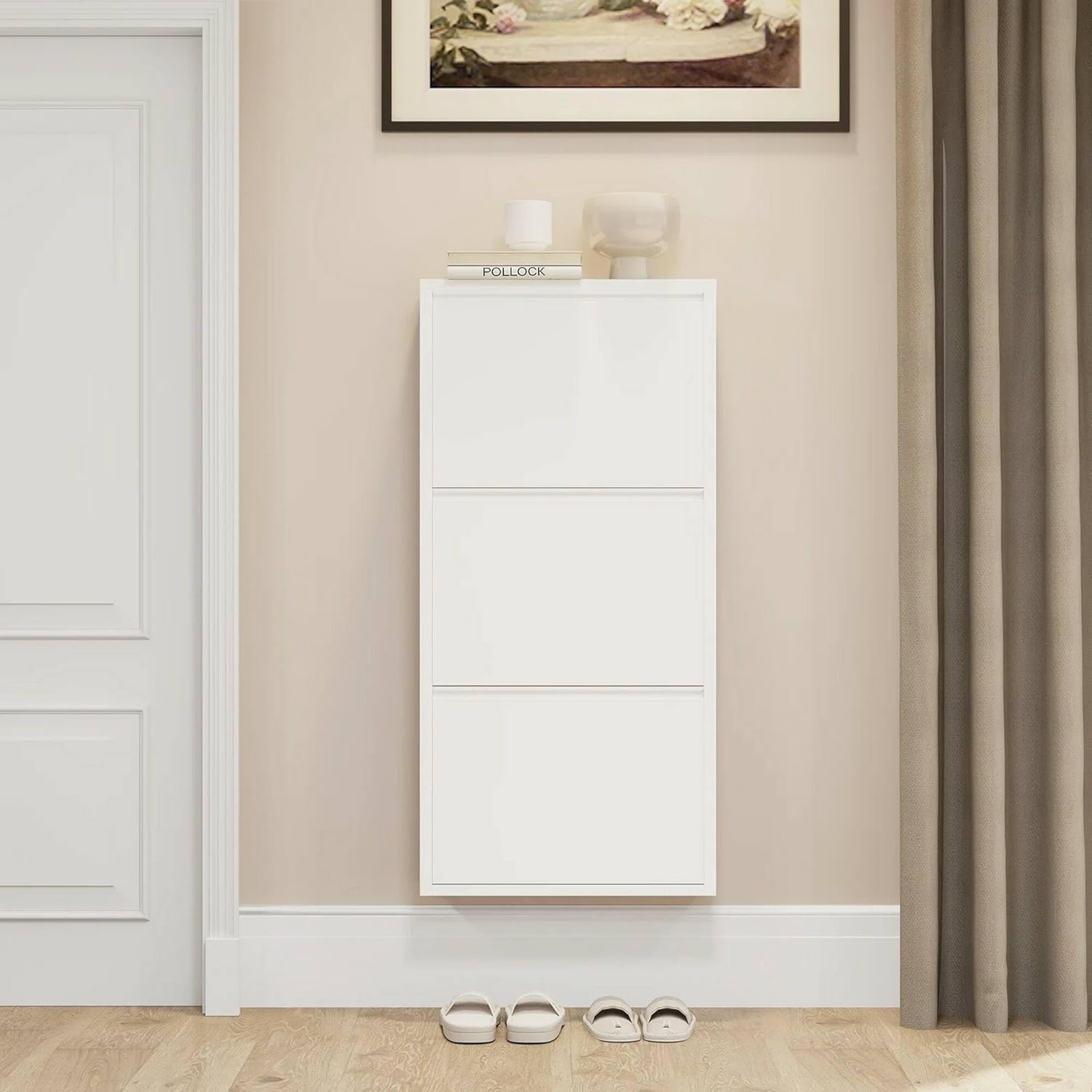 Dmora Scarpiera Eliseo 3 Scomparti, Bianco - immagine 6