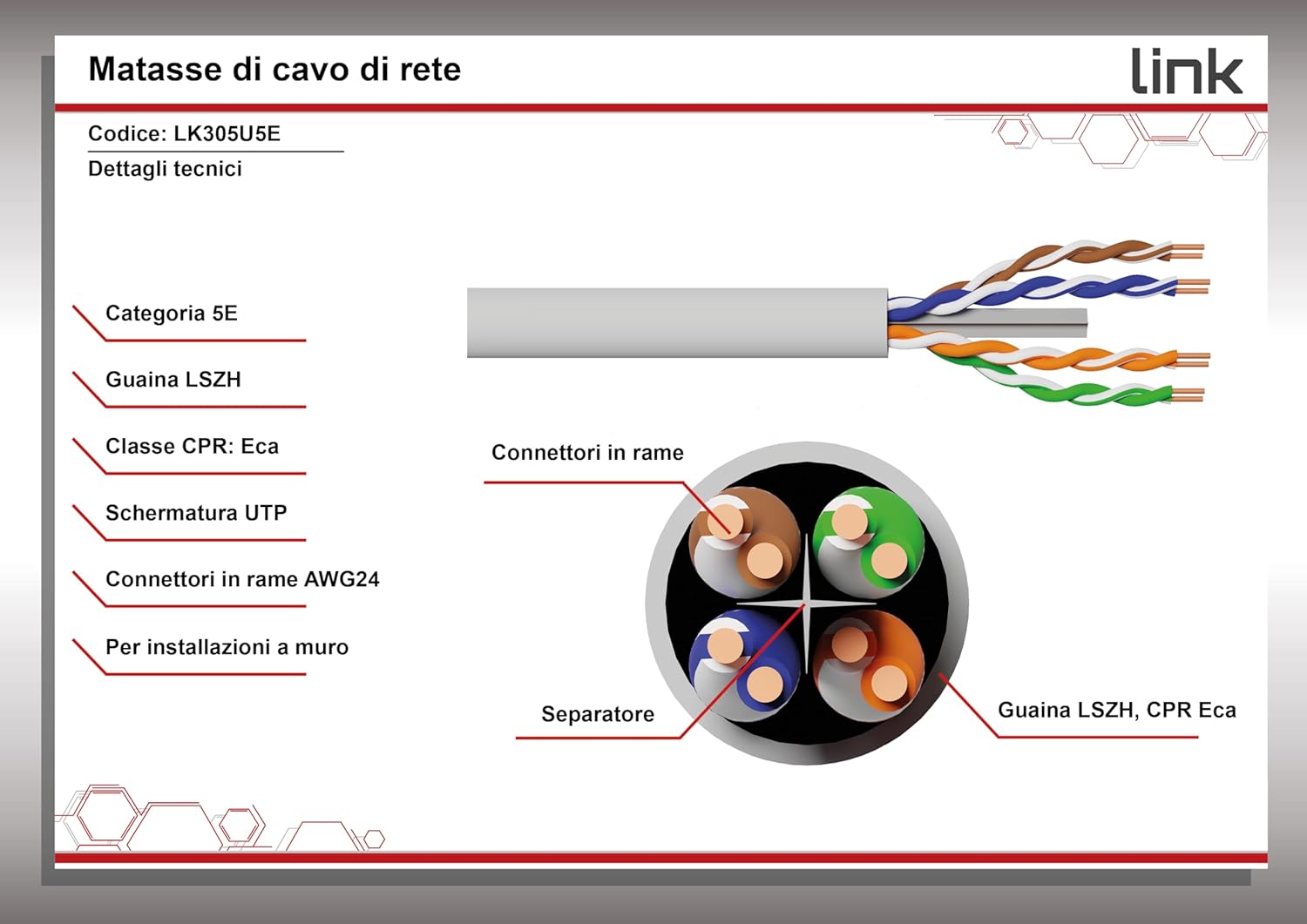 Link LK305U5E - Cavo UTP Categoria 5E Rame MT 305 - immagine 10
