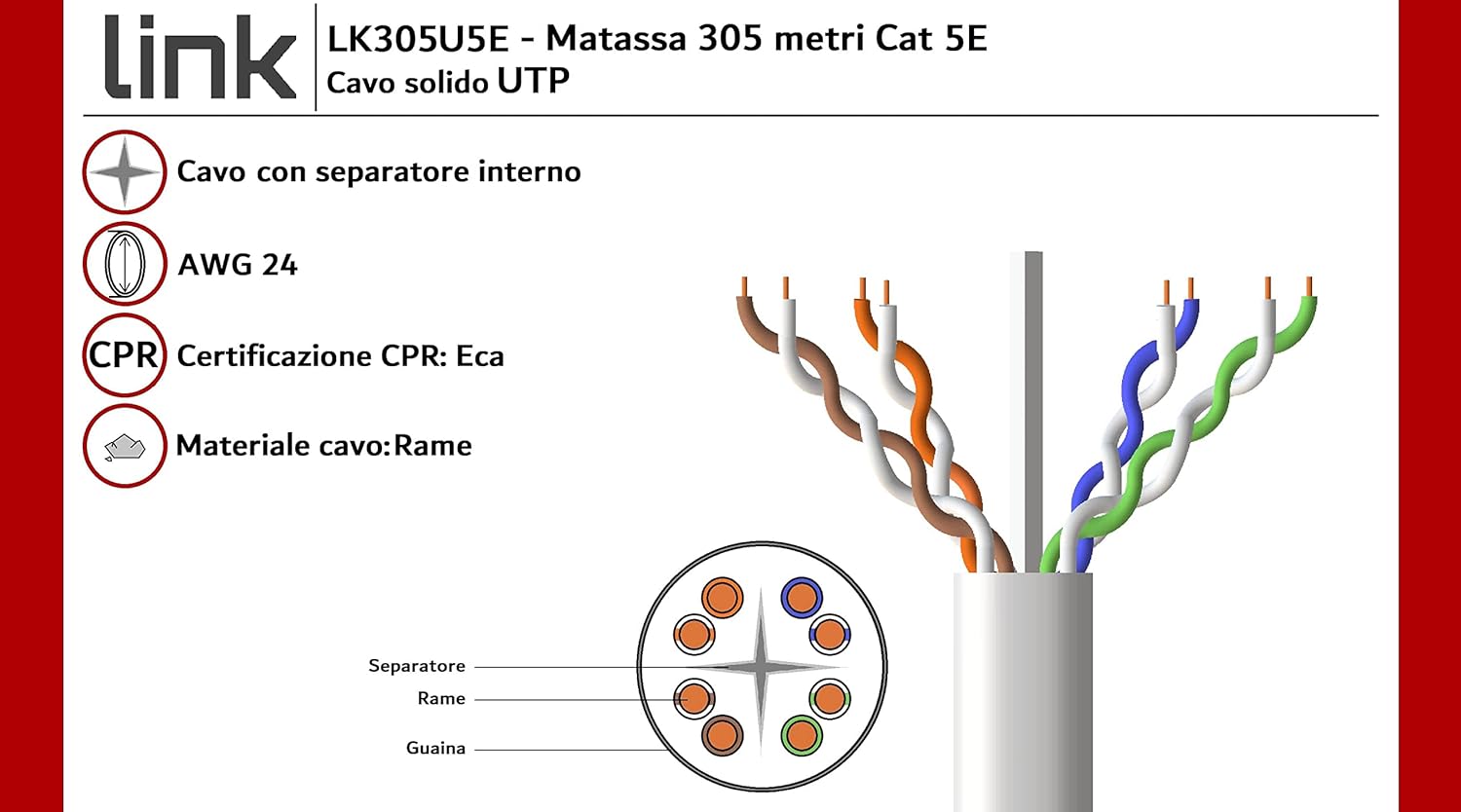 Link LK305U5E - Cavo UTP Categoria 5E Rame MT 305 - immagine 5
