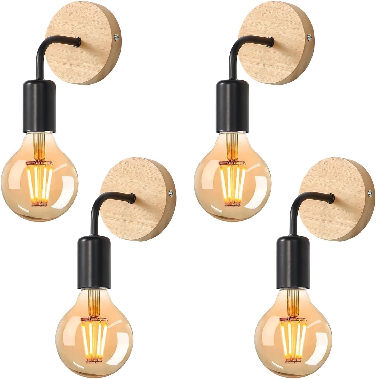 Tealight 4 Applique da Parete Interno E27 Nero - immagine 1