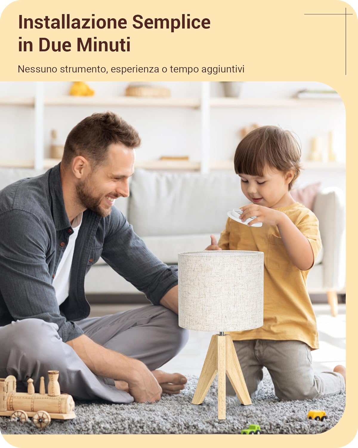 Edishine Lampada da Comodino in Legno Treppiede - immagine 4