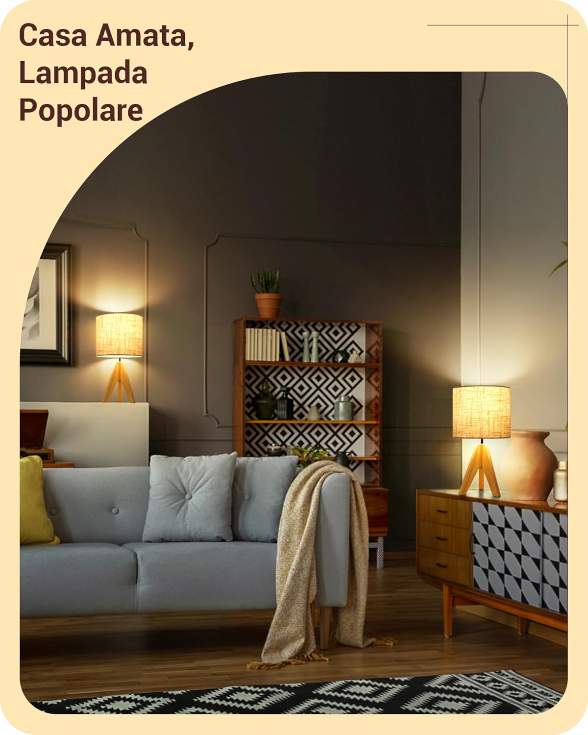 Edishine Lampada da Comodino in Legno Treppiede - immagine 6