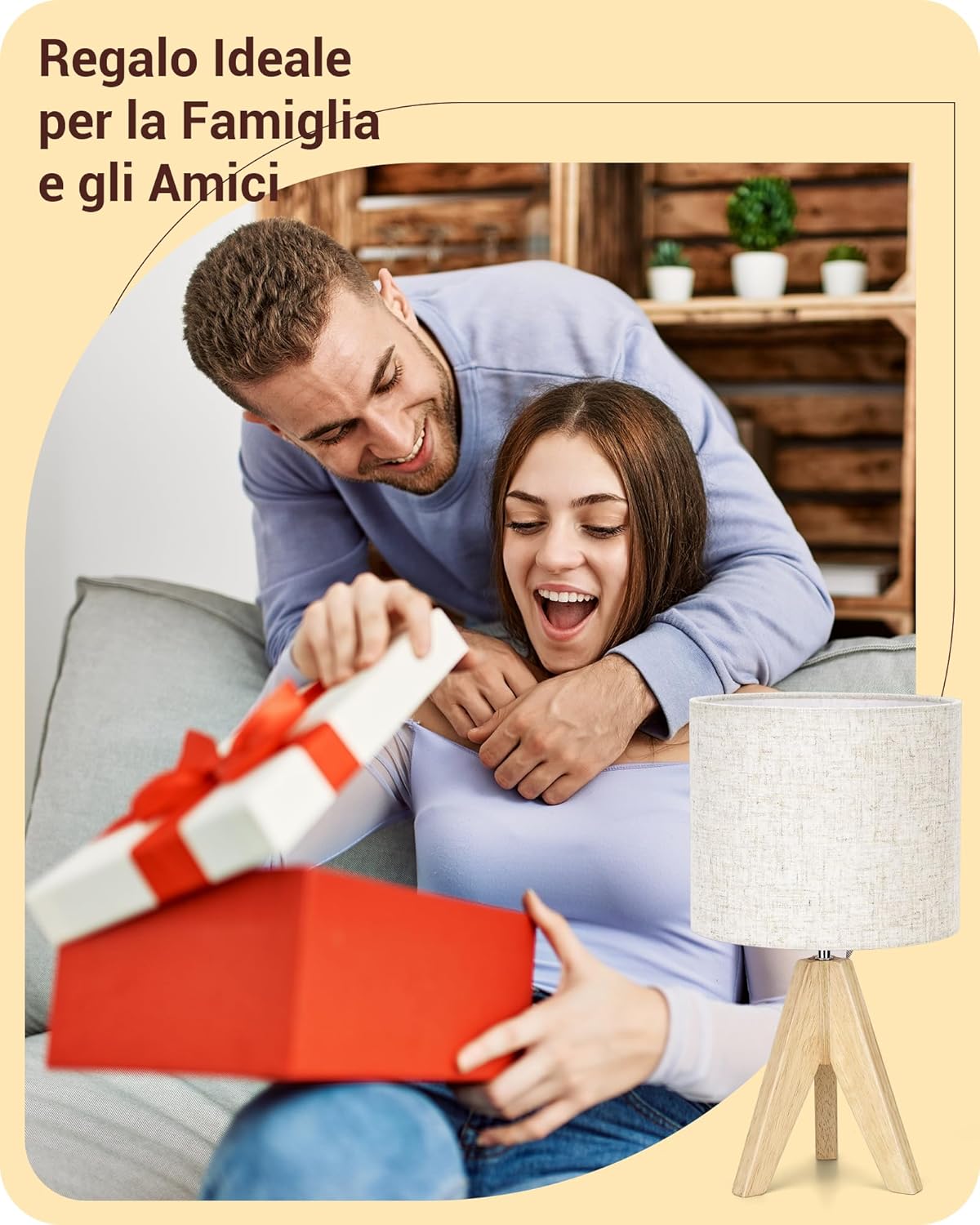 Edishine Lampada da Comodino in Legno Treppiede - immagine 7