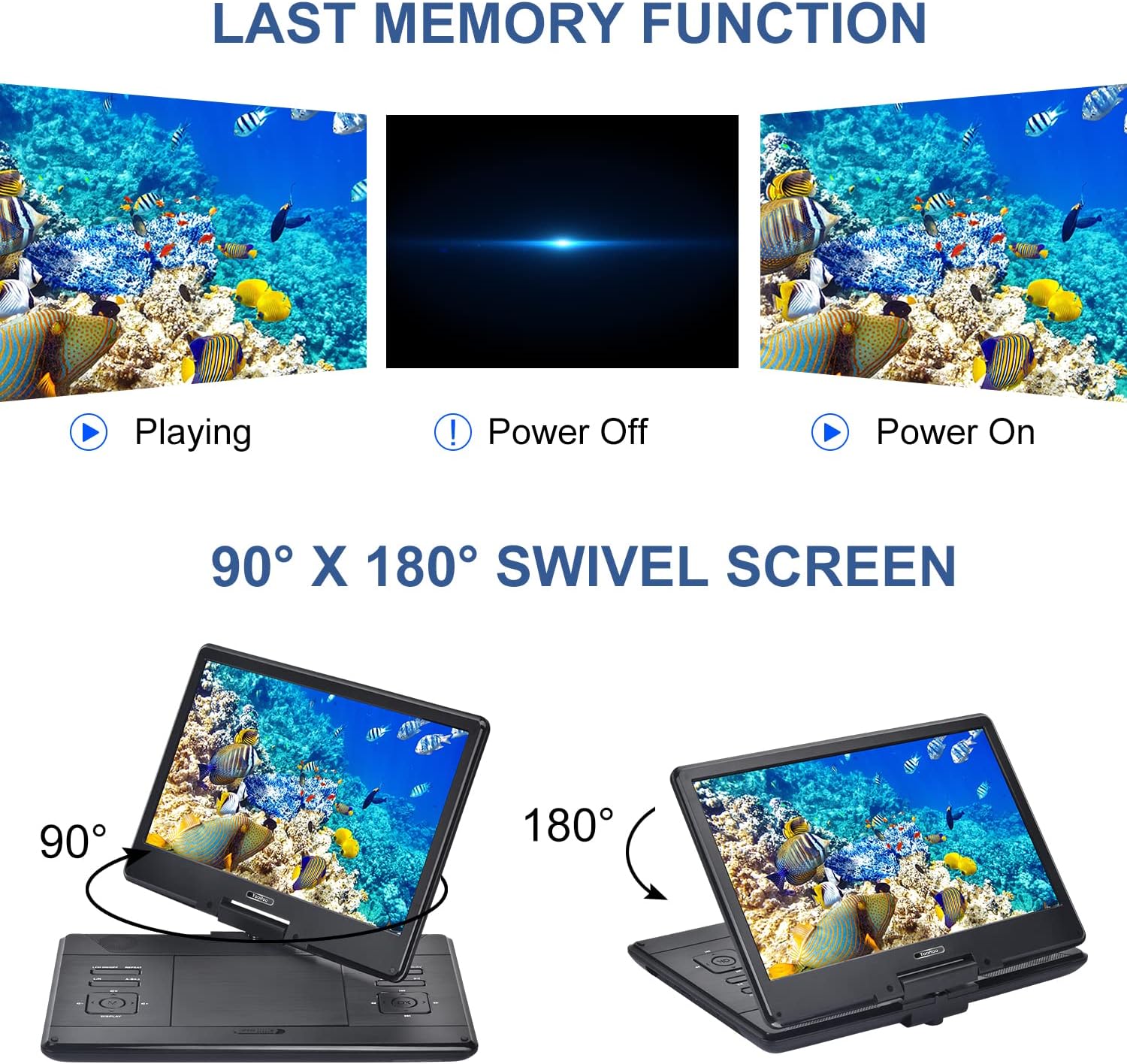 Yoohoo Lettore DVD Portatile 16,9" HD per Auto/Bambini - immagine 4