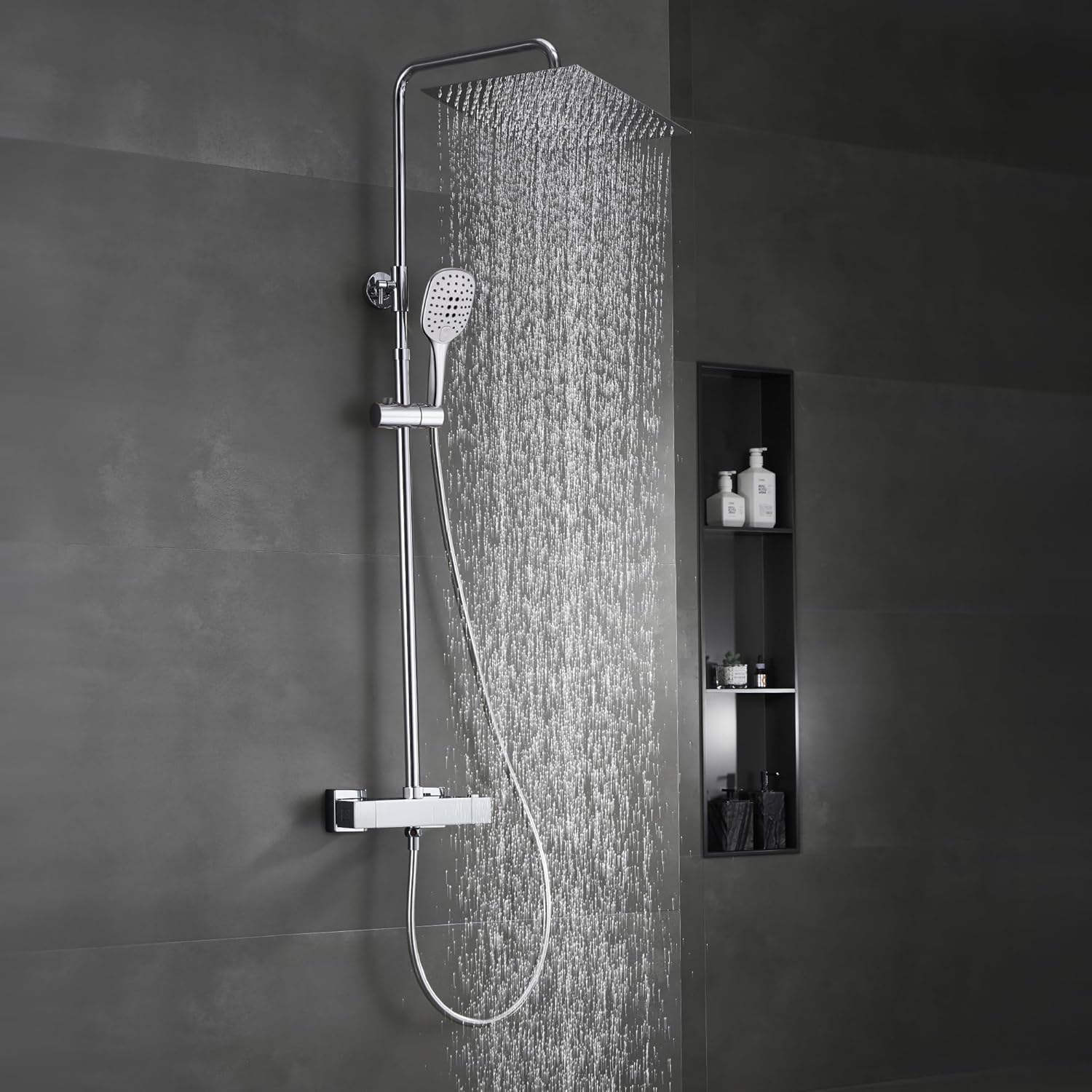 Colonna Doccia con Soffione 30x30cm Quadrato - immagine 2