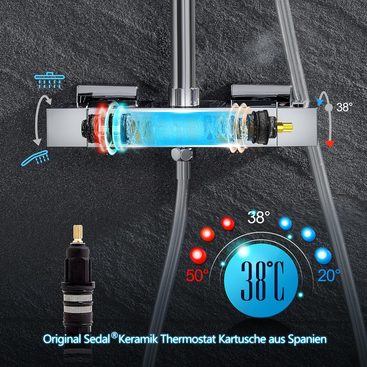 Colonna Doccia con Soffione 30x30cm Quadrato - immagine 3