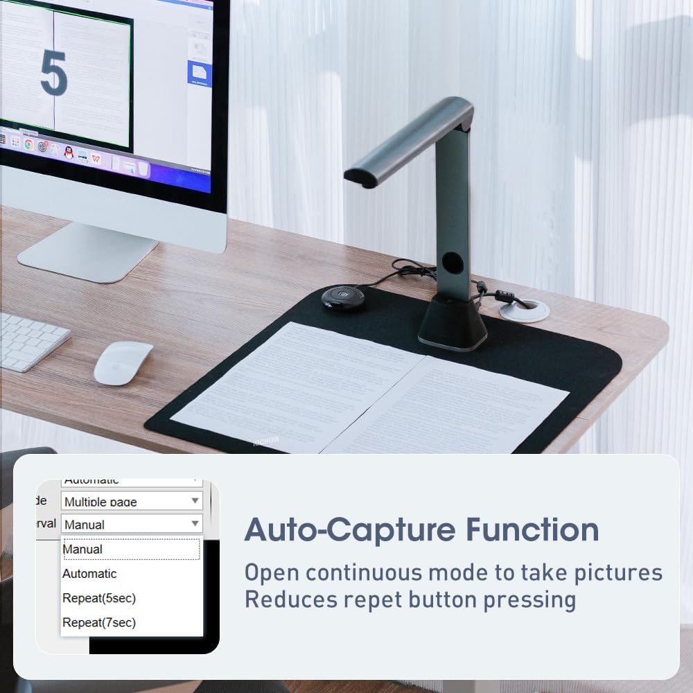 Scanner Documenti Libri Portatile A3/A4 17MP Professionale - immagine 6